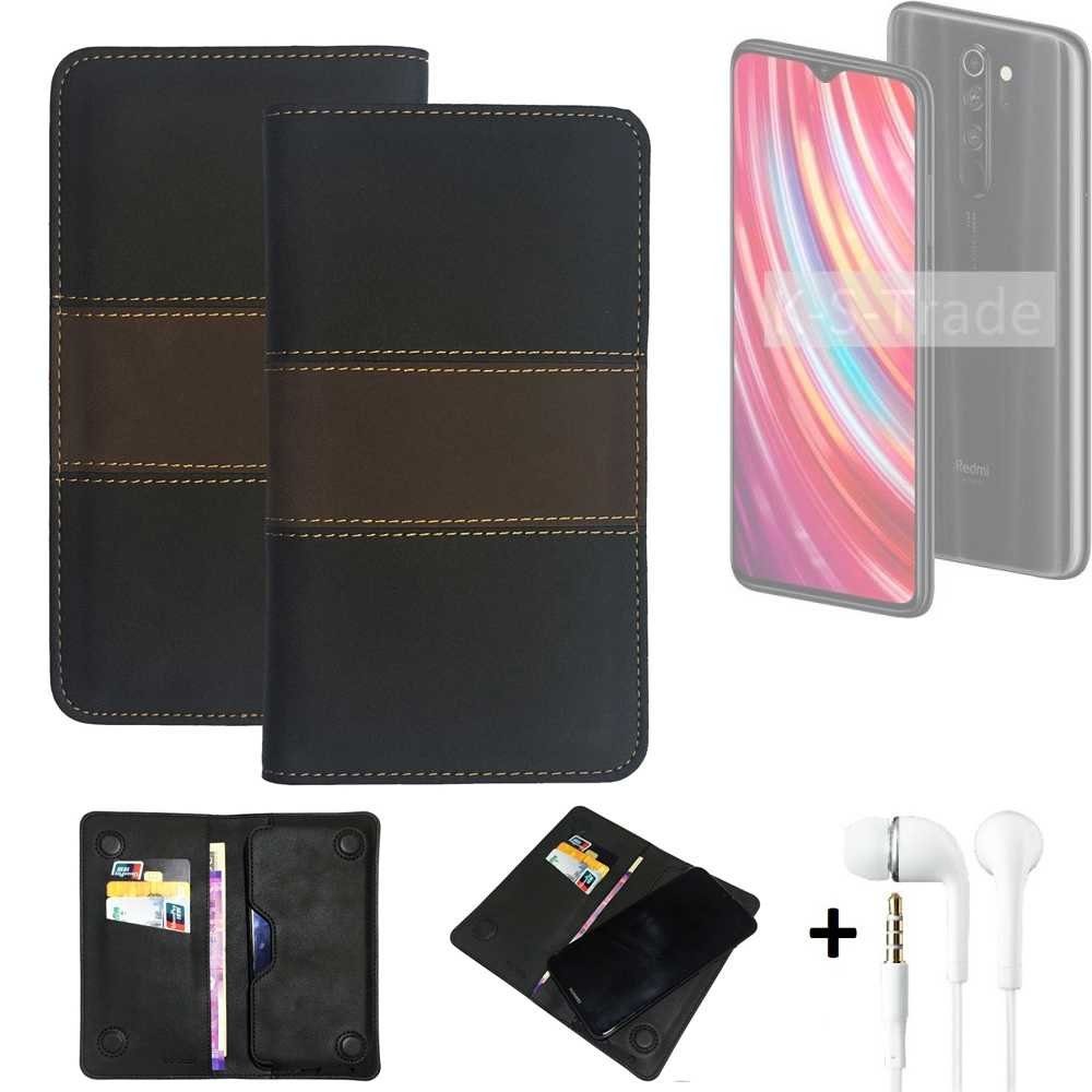 K-S-Trade Handyhülle für Xiaomi Note 8 Pro, Handyhülle + Kopfhörer Schutzhülle Walletcase Bookstyle Tasche