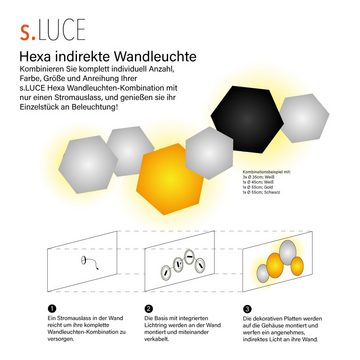 s.luce Wandleuchte Indirekte LED Wandleuchte Hive Schwarz, Warmweiß