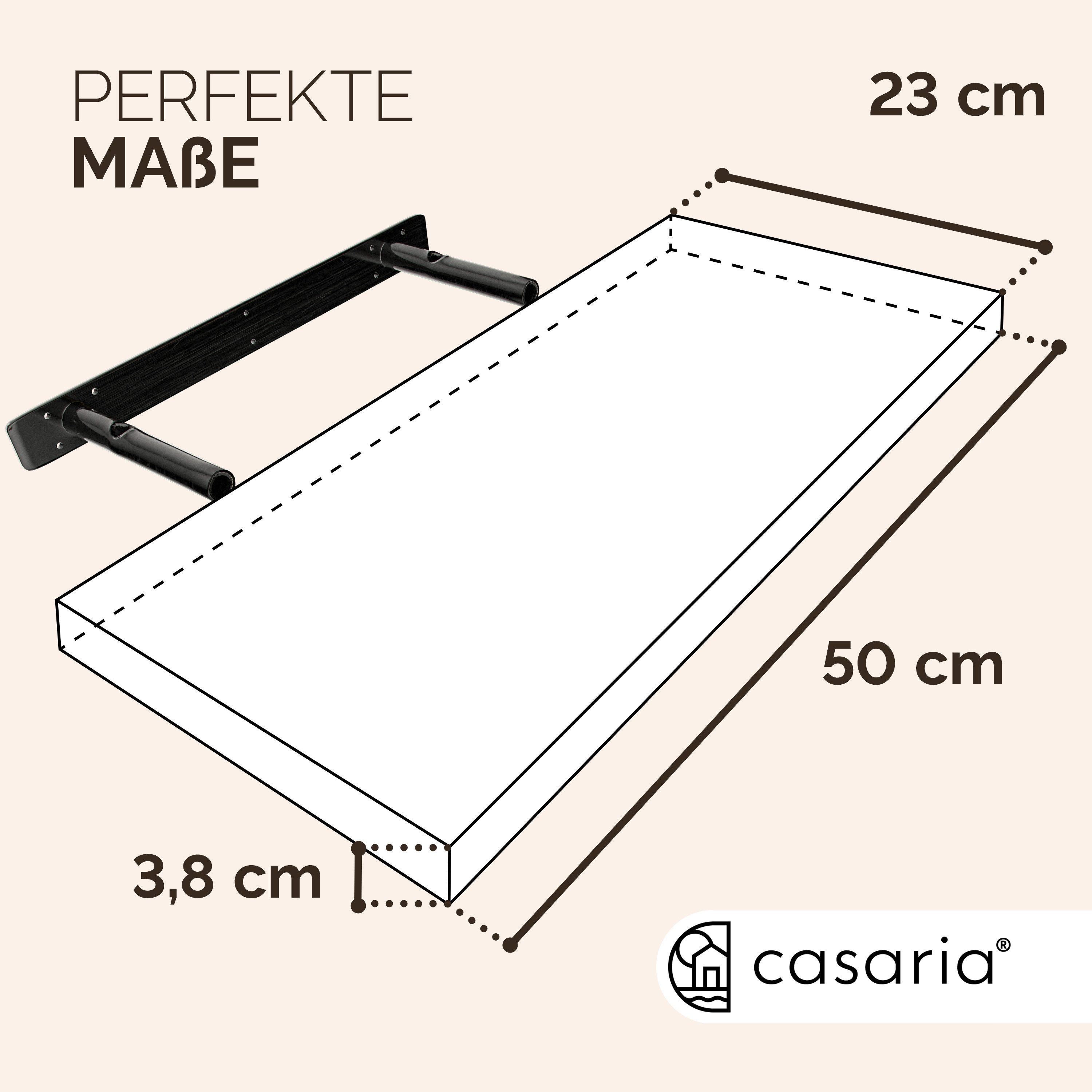 Casaria Wandregal, Weiß Hängeregal mit Halterung 15kg Tragkraft Küche Matt 50cm