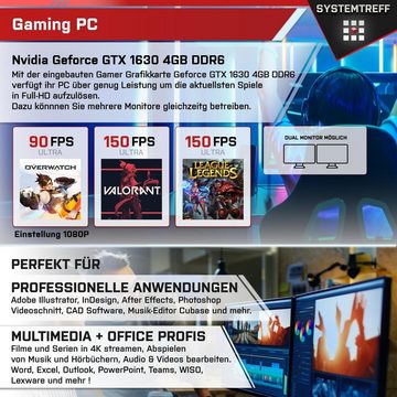 SYSTEMTREFF Basic Gaming-PC (AMD Ryzen 5 5500, GTX 1630, 16 GB RAM, 512 GB SSD, Luftkühlung, Windows 11, WLAN)