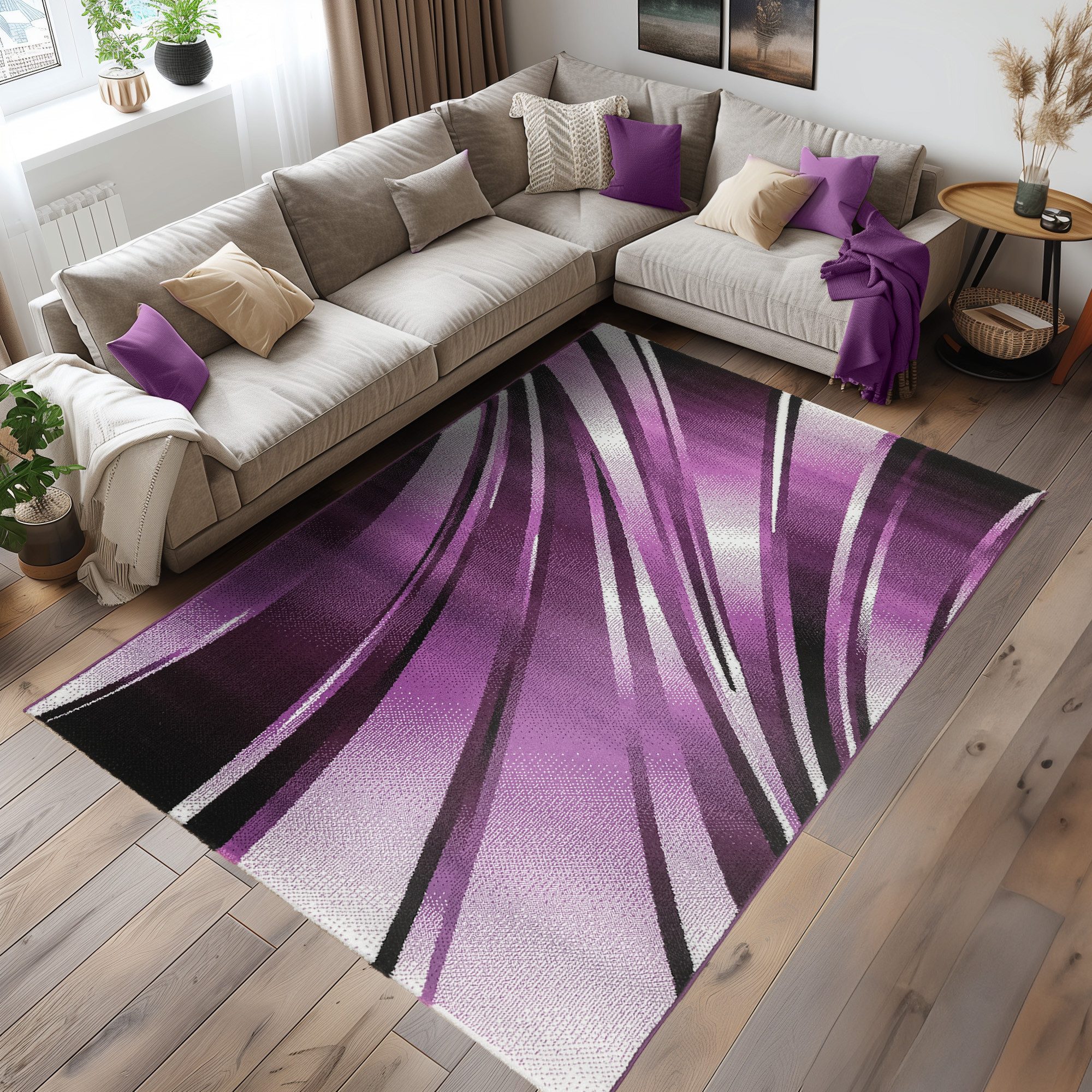 Carpettex Designteppich Abstrakt Wellen Design, Läufer, Höhe: 12 mm, Kurzflor Teppich Wohnzimmer Abstrakt Wellen Design versch. größe