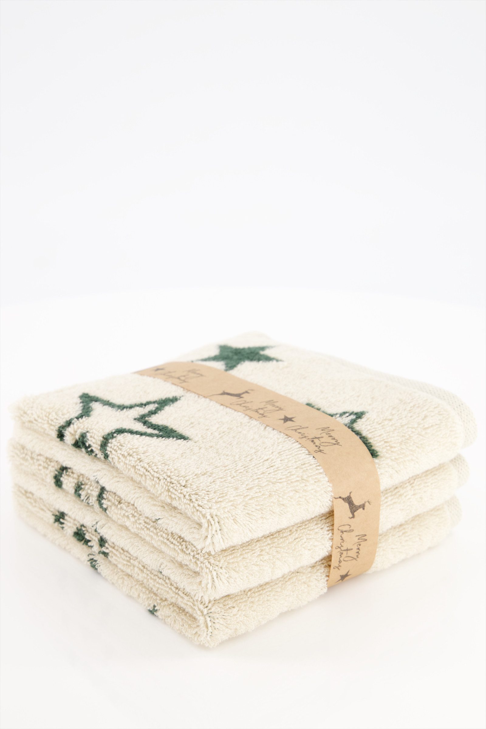 Cawö Handtücher Christmas Edition Sterne 792 3er Set Frottier, 100% Baumwolle