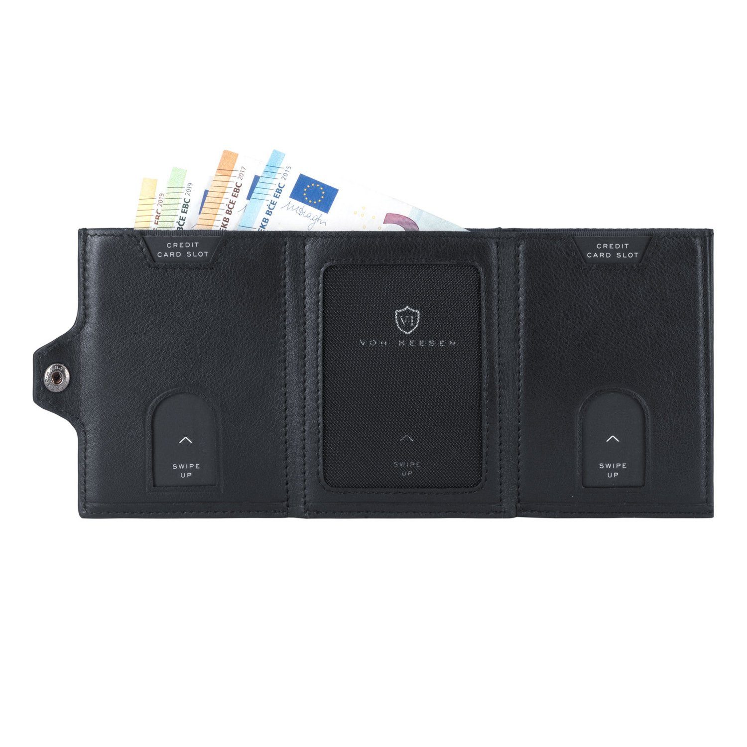 Geldbeutel & Portemonnaie & Whizz Schwarz Slim Geschenkbox VON Kartenfächer HEESEN Wallet mit Wallet Geldbörse RFID-Schutz inkl. 5 XL-Münzfach,