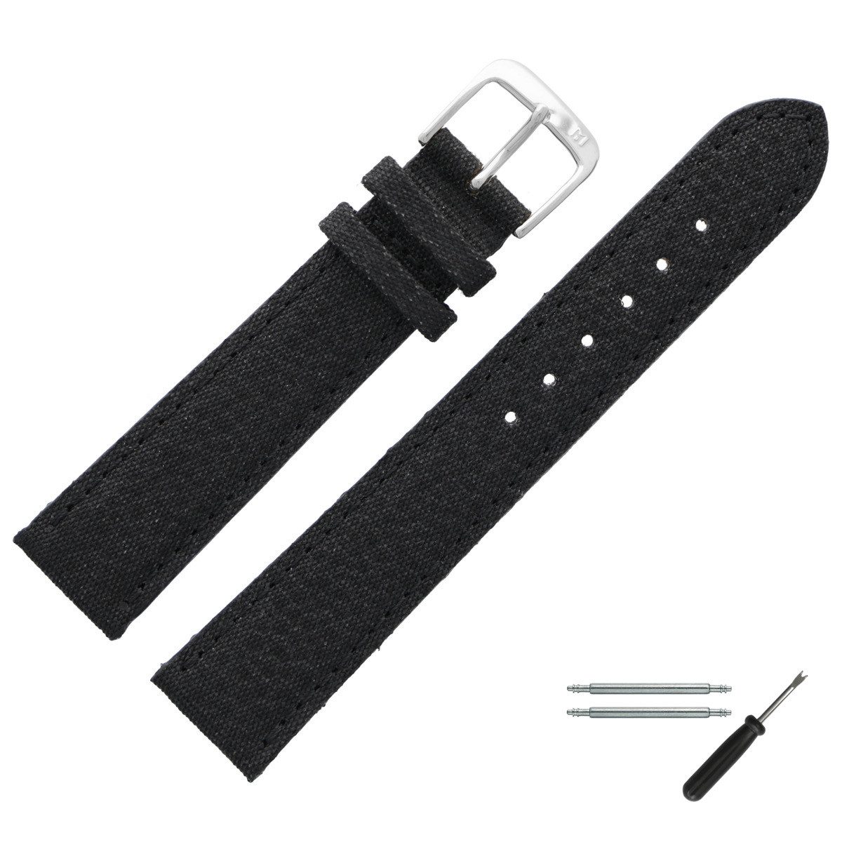 MARBURGER Uhrenarmband 20mm Textil Schwarz