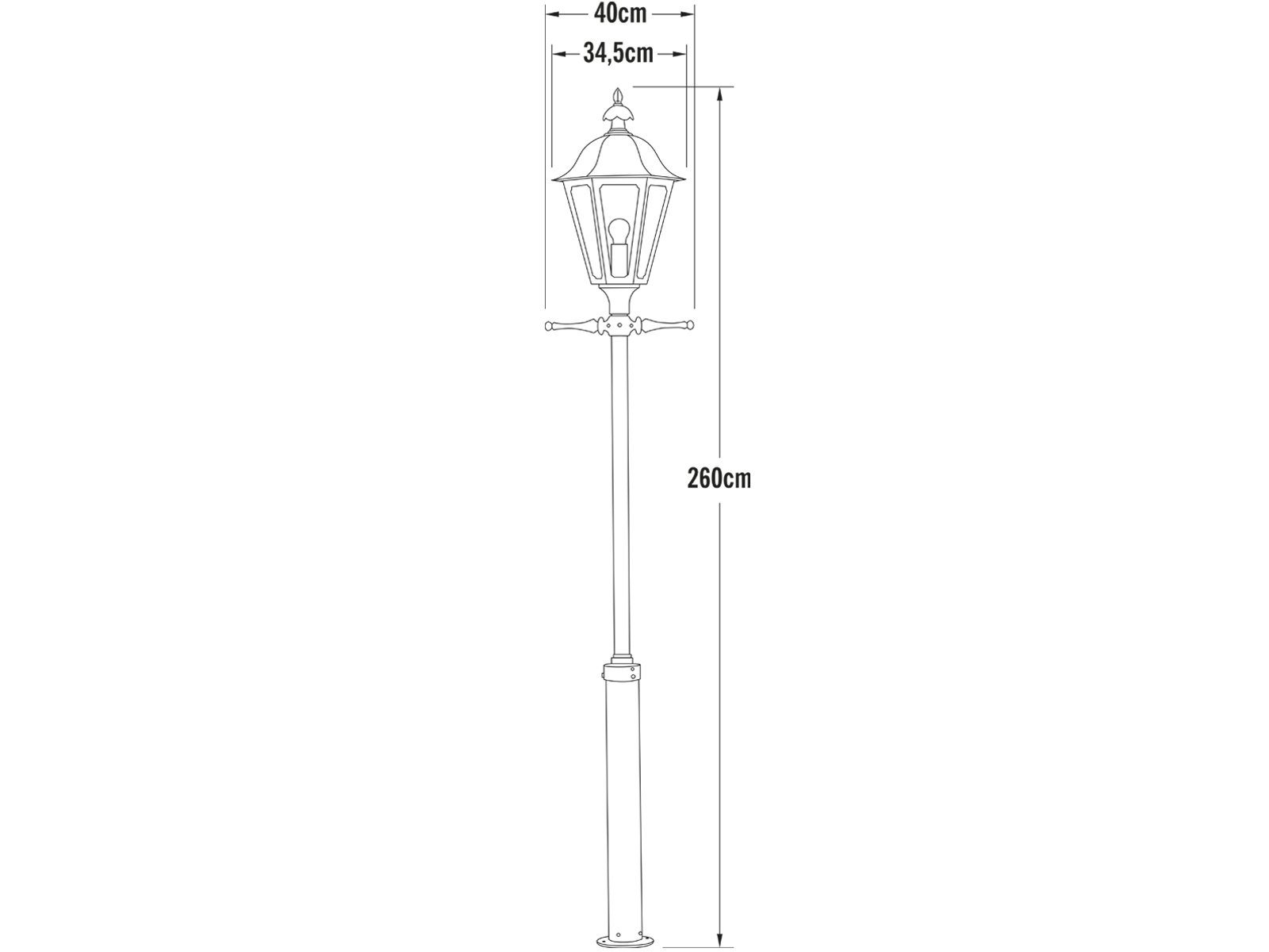 KONSTSMIDE LED Pollerleuchte, LED wechselbar, warmweiß, Mastleuchte, Straßenlaterne Garten-wegbeleuchtung, Gartenlaterne 260cm