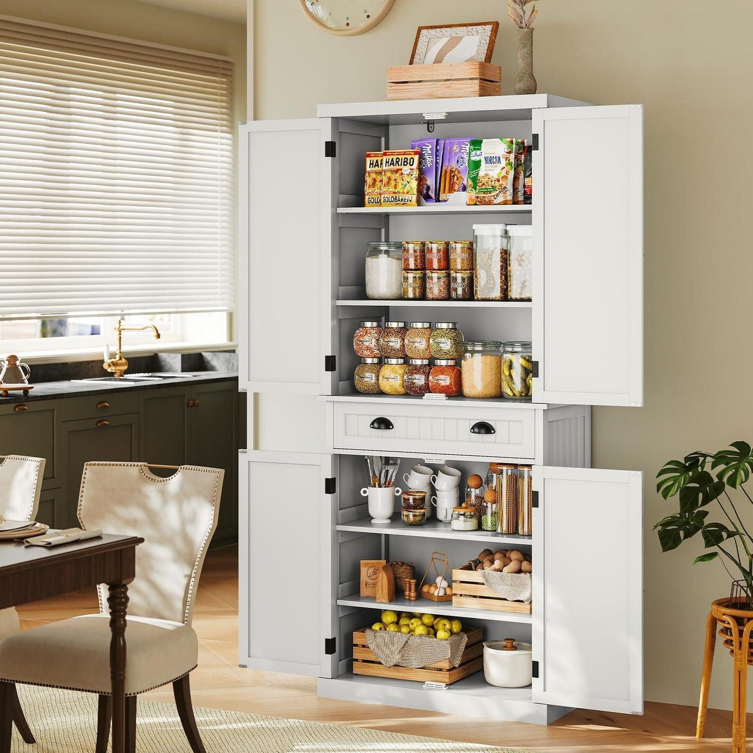 Hochschrank Küchenschrank Hochschrank Vorratsschrank Regale Türen Weiß