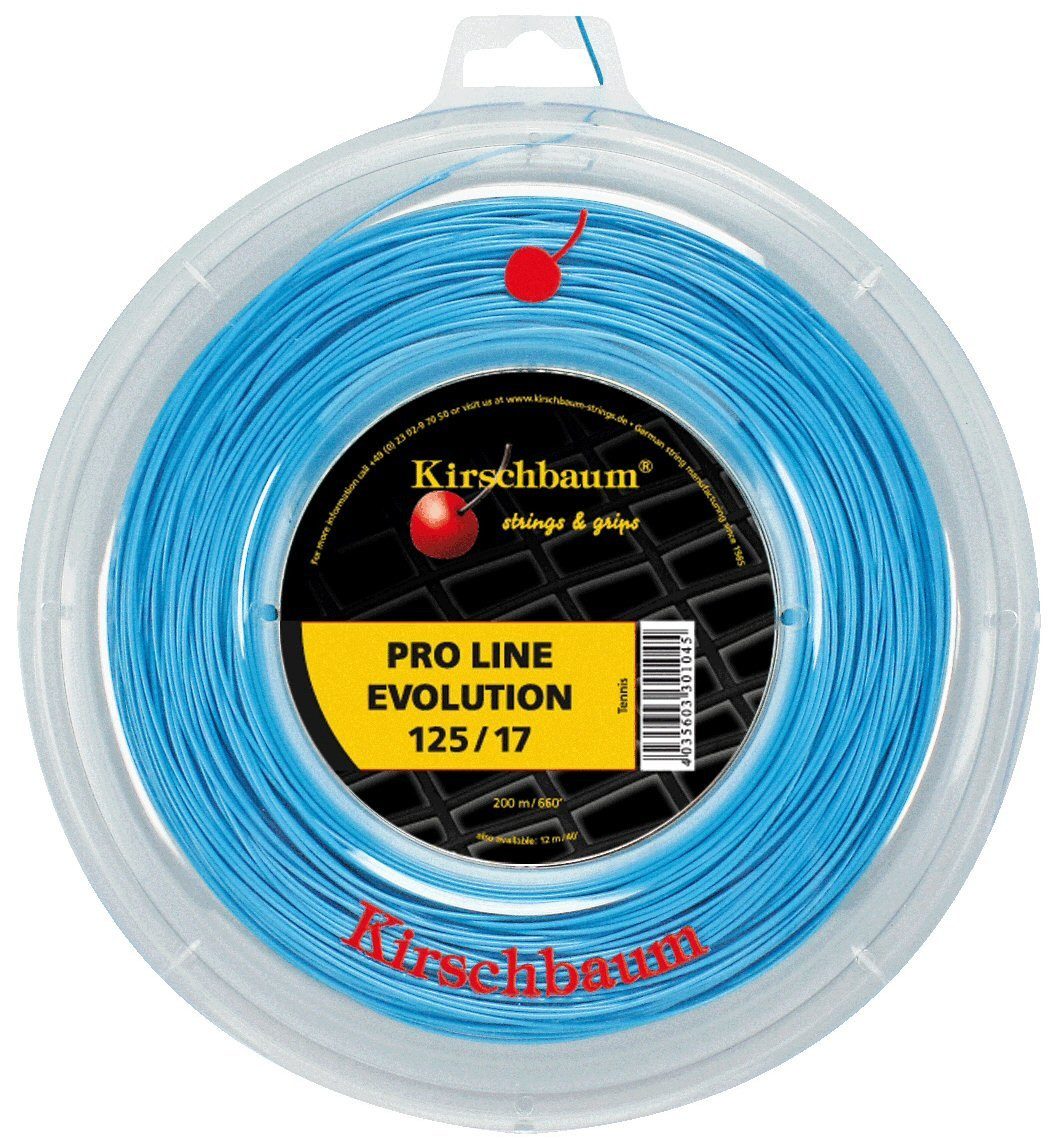 Kirschbaum Tennissaite ProLine Evolution (Haltbarkeit+Kontrolle) blau 200m Rolle, Saitendicke: 1.25