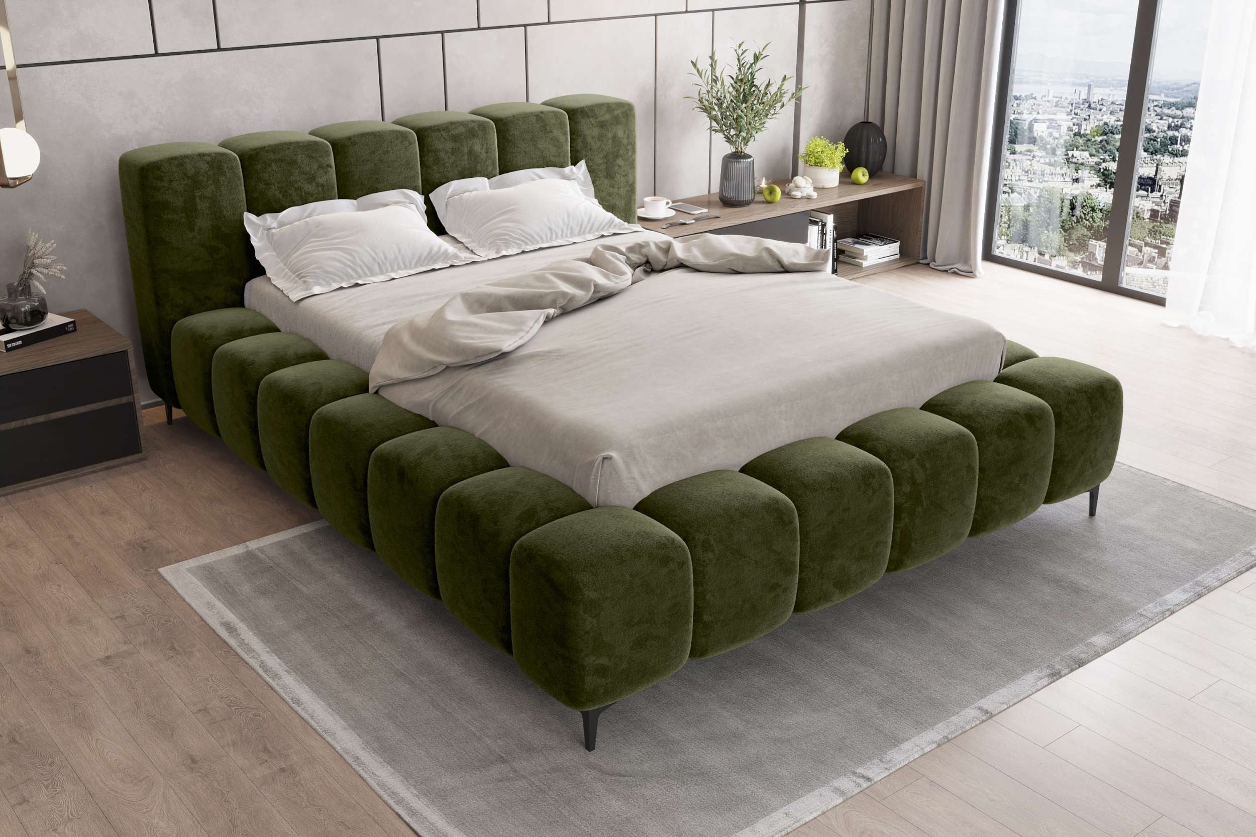 99rooms Polsterbett Cozy (Schlafzimmerbett, Bett), 140/160/180x200 cm, mit Bettkasten, Lattenrost, ohne Matratze