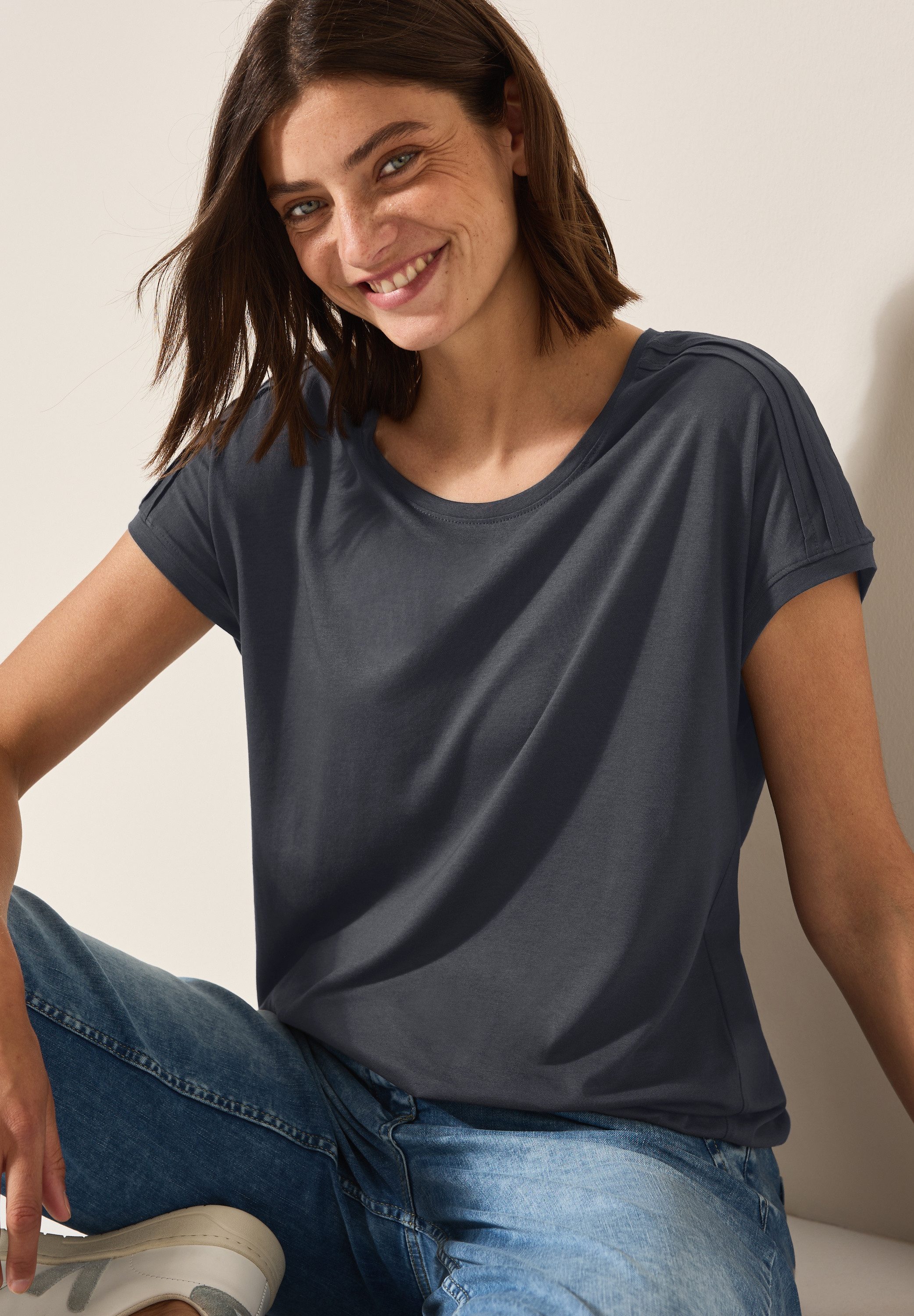 Cecil V-Shirt, mit Elastiksaum günstig online kaufen