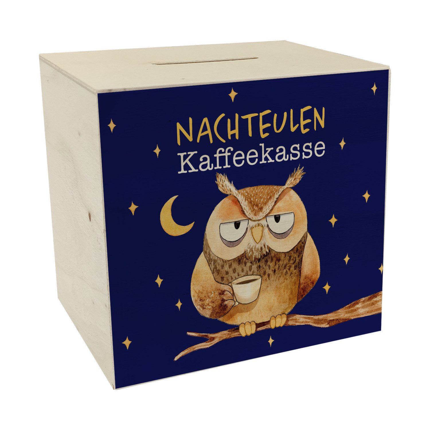 Spardose Kaffeekasse für Nachteulen Eule Spardose aus Holz