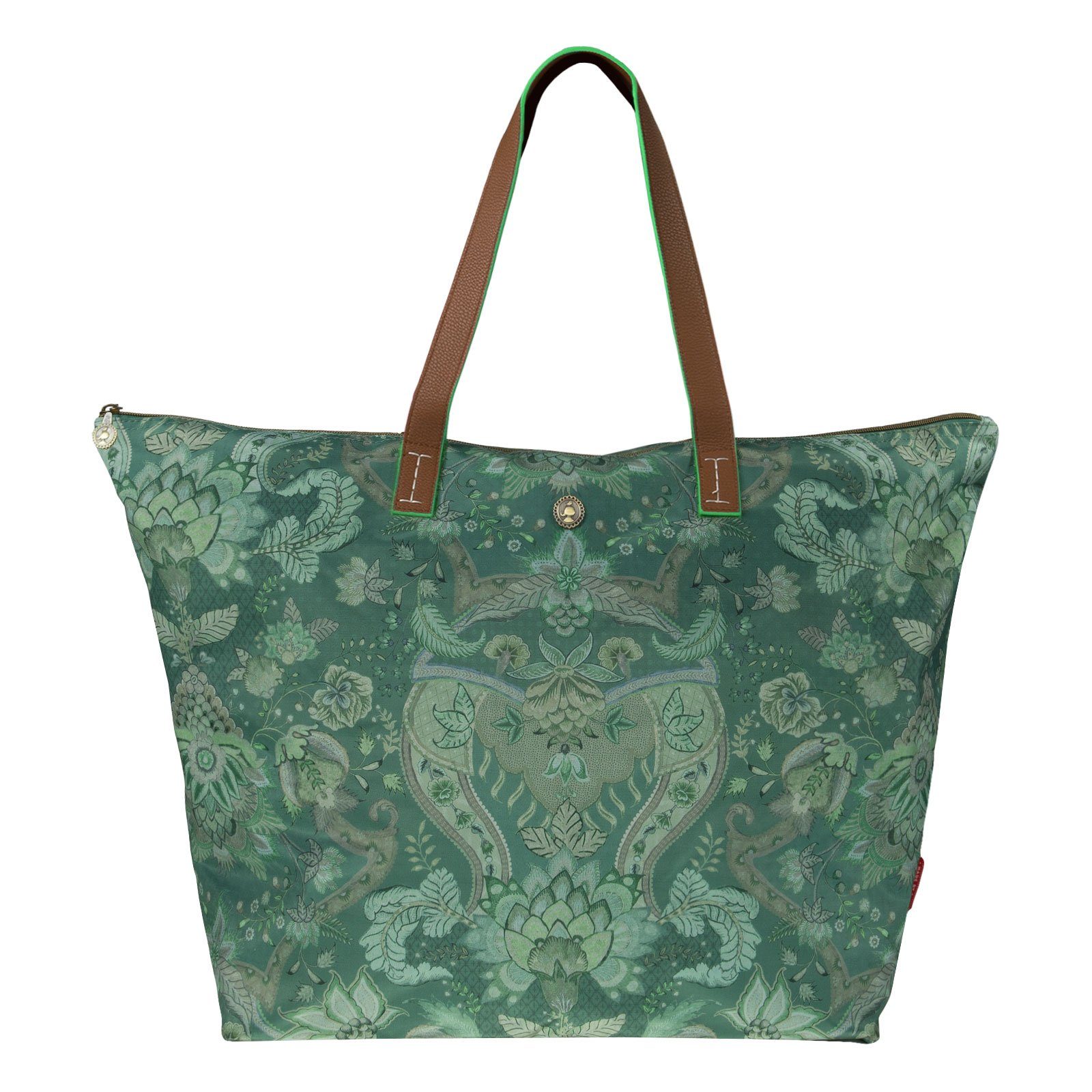 mit Ton-in-Ton green Bag PiP Kyoto Festival, edlem Studio Tote Beautycase Blumenprint