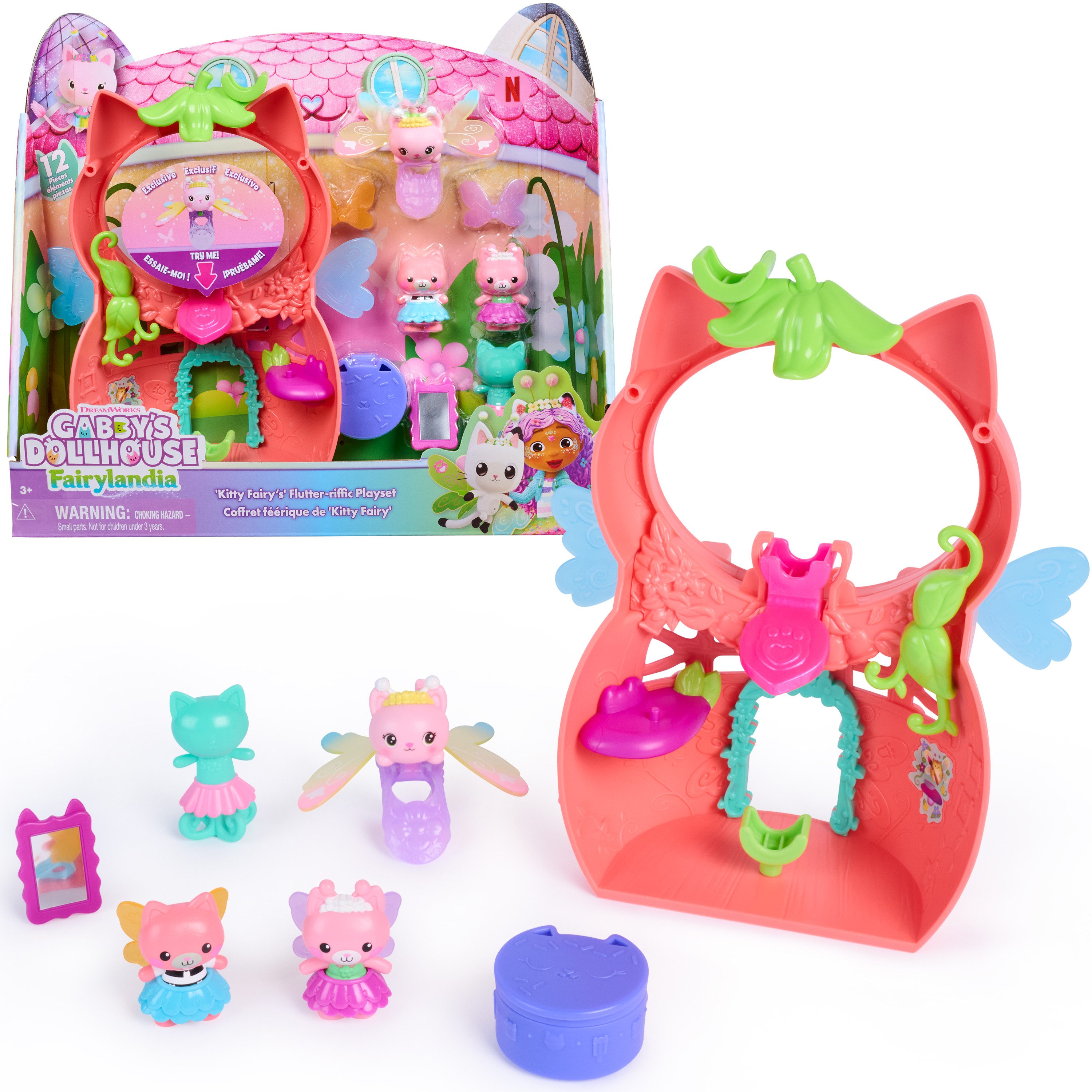 Spin Master Spielwelt Gabby’s Dollhouse – Flutter Fairy Spielset mit Ring und 12 Teilen