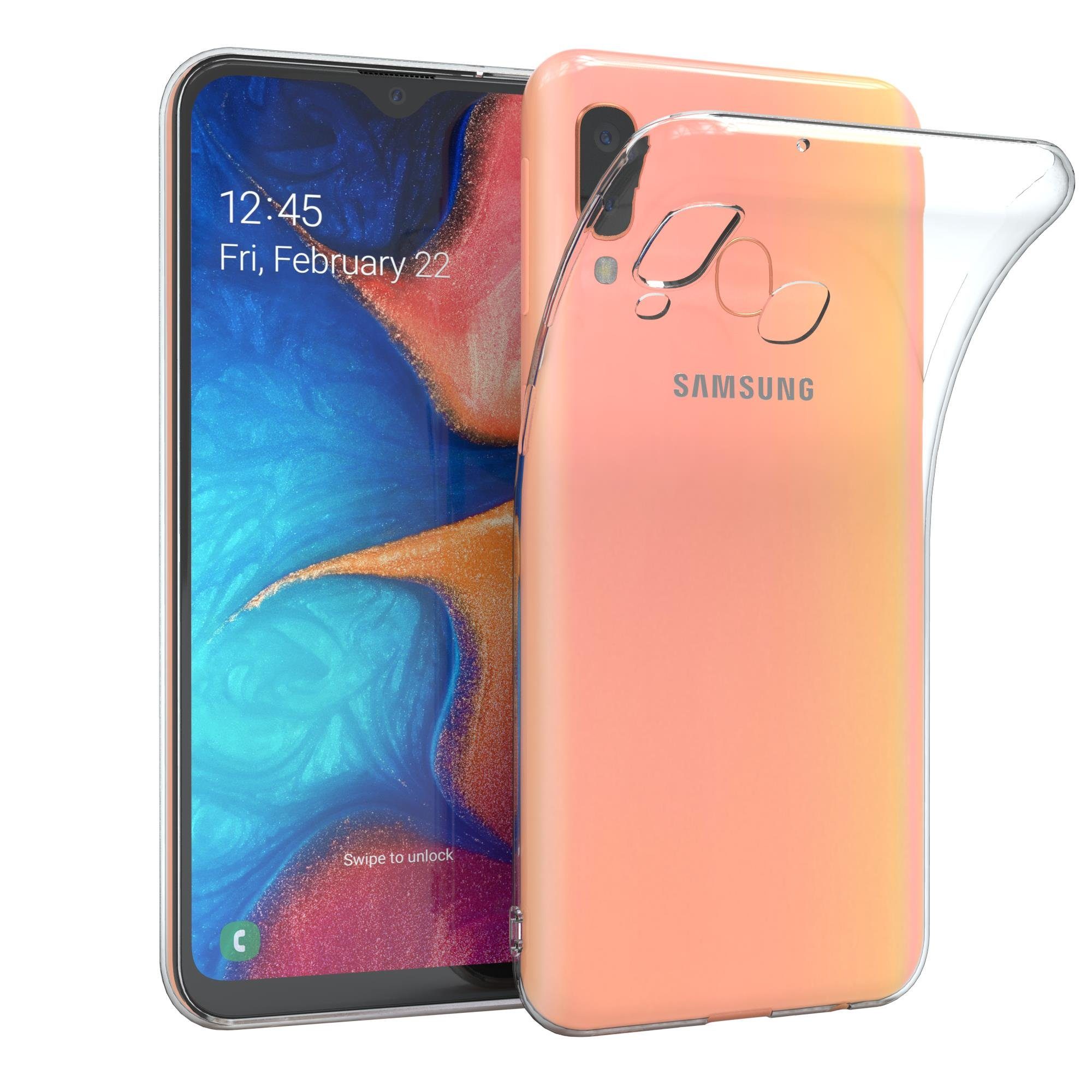 EAZY CASE Handyhülle Slimcover Clear für Samsung Galaxy A20e 5,8 Zoll, durchsichtige Hülle Ultra Dünn Silikon Backcover TPU Telefonhülle Klar