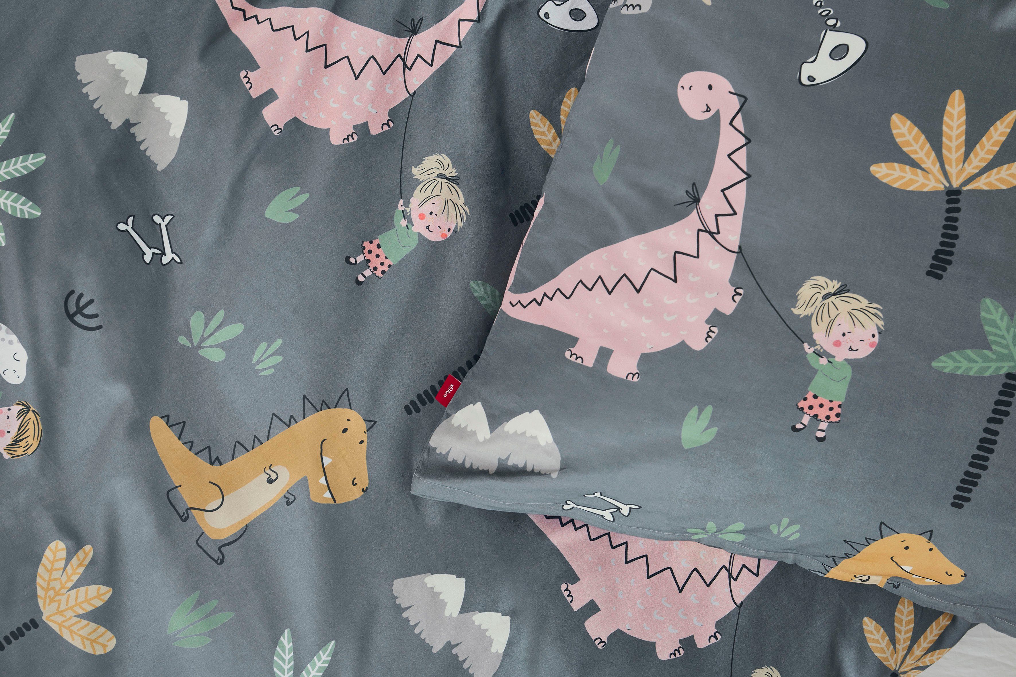 s.Oliver Kinderbettwäsche Satinbettwäsche s.Oliver Junior, Mako-Satin, in verschiedenen Designs: Tiere Safari Afrika, Dino, Weltall, Einhorn