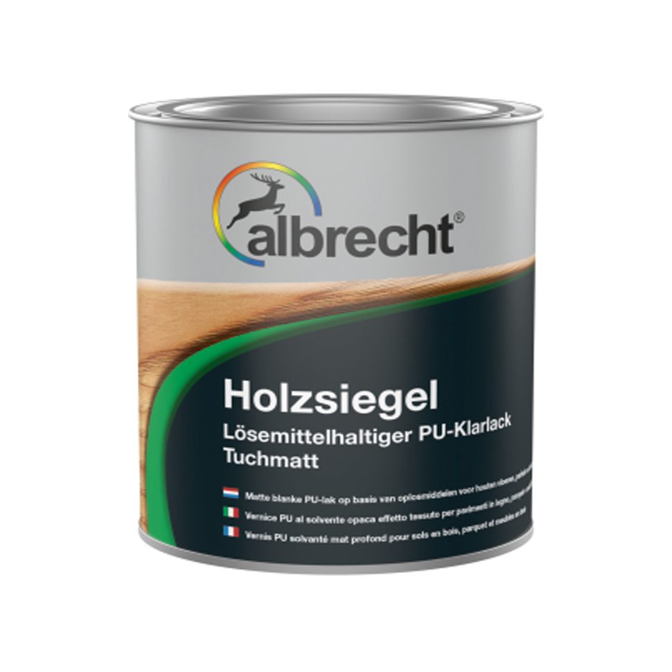 Albrecht Holzlack Holzsiegel Tuchmatt Holzschutzlack farblos Schutzanstrich, geeignet für Holzfußböden, Parkett und Holzmöbel