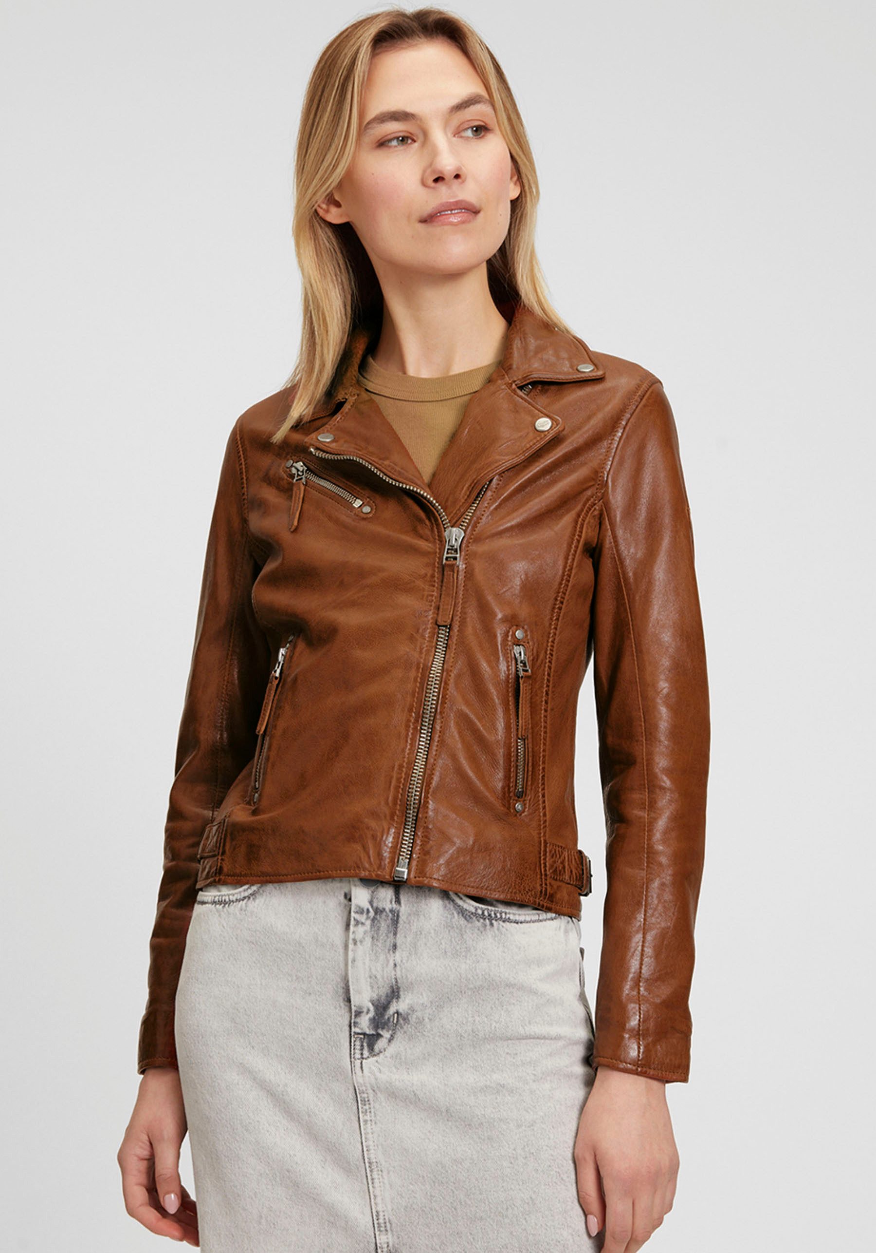 Mauritius Lederjacke MWPaige im Biker-Style asymetrischem günstig online kaufen
