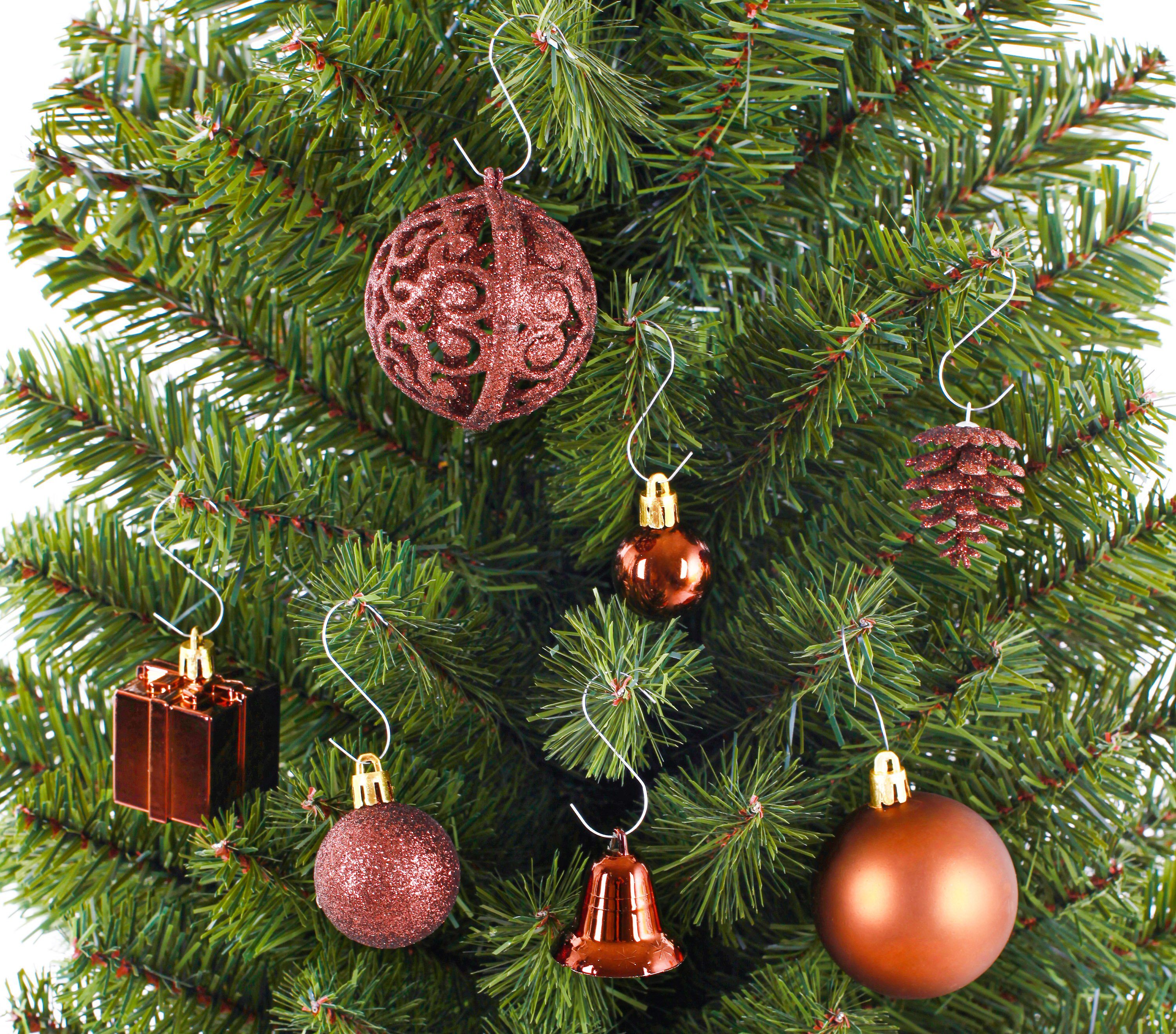 Christbaumschmuck Kunststoff, Weihnachtsbaumkugel Baumspitze, Braun und Weihnachtskugel-Set mit Weihnachtsdekoration edel BRUBAKER robust aus 101-teiliges