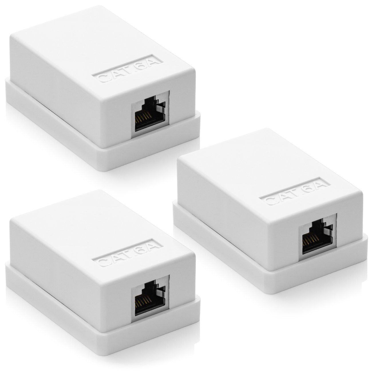 deleyCON deleyCON CAT 6a Netzwerkdose 1x RJ45 Buchse FTP geschirmt Aufputz 3 Netzwerk-Adapter