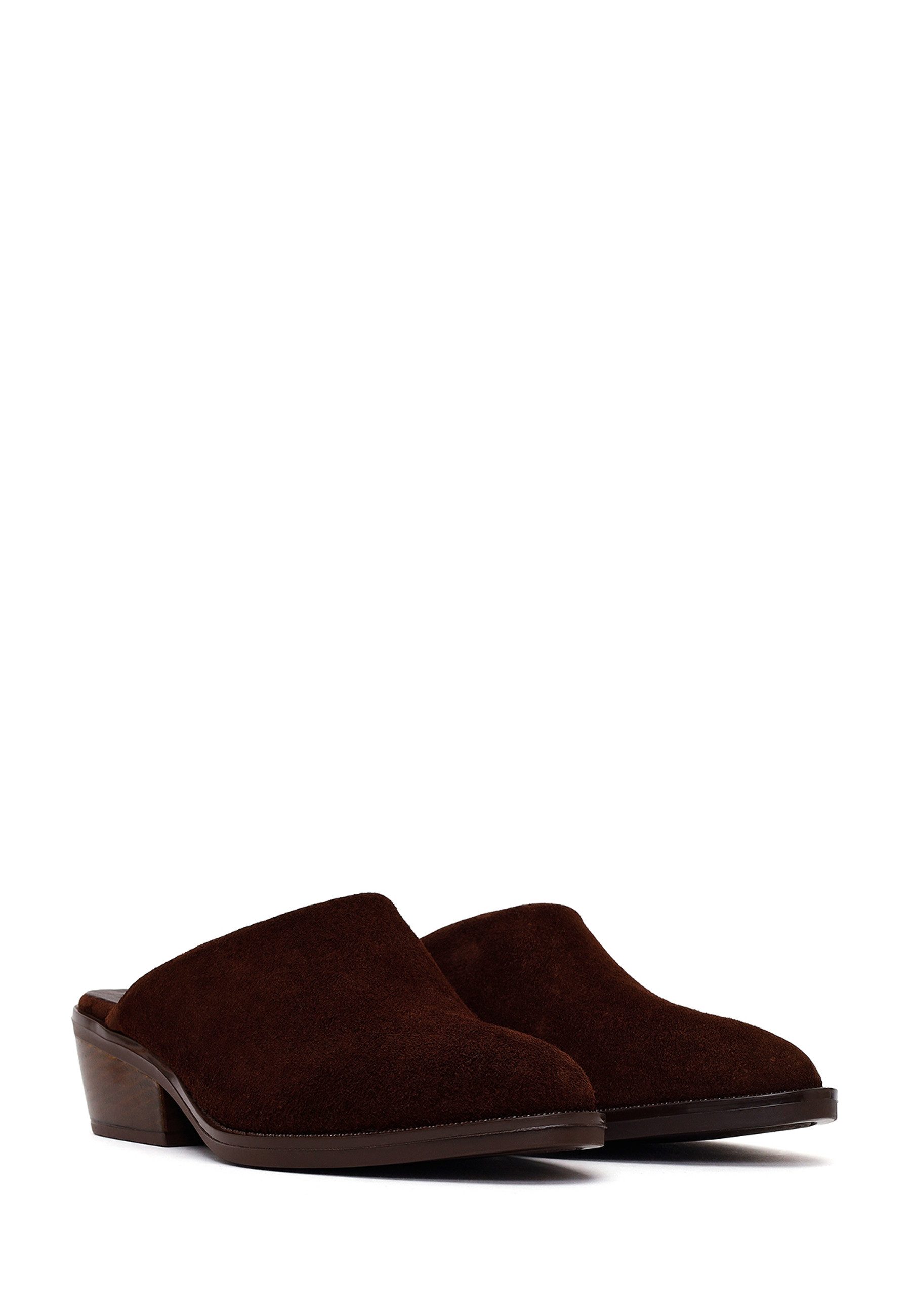 Derimod Pantoletten aus Veloursleder Mules Echtes Wildleder, Lederfutter, TPU-Sohle, Slip-On-Design, Blockabsatz