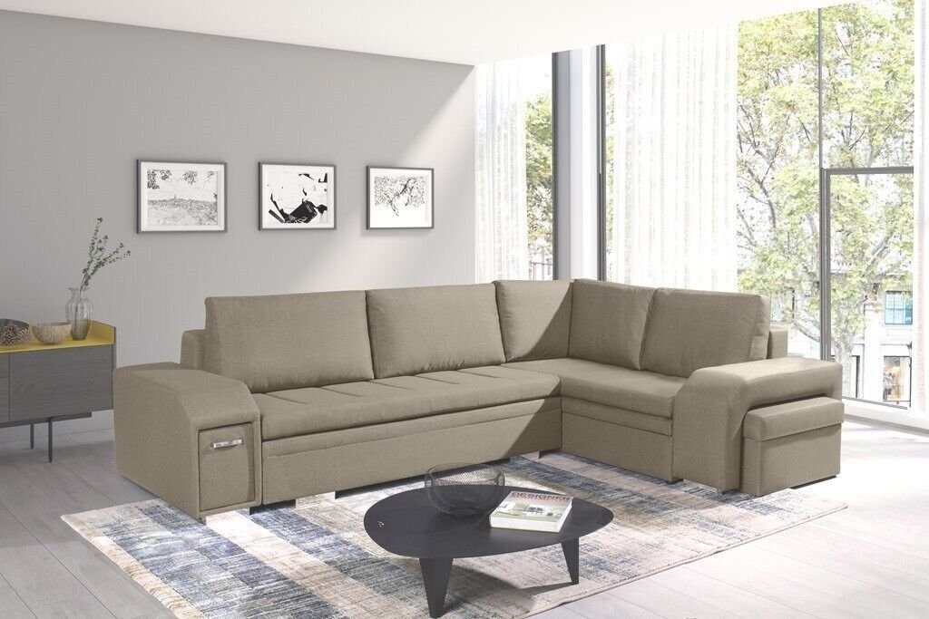 JVmoebel Ecksofa, Polstersofa Loungesofa Couch Sitzgruppe Wohnzimmer mit Kissen Sofa Beige