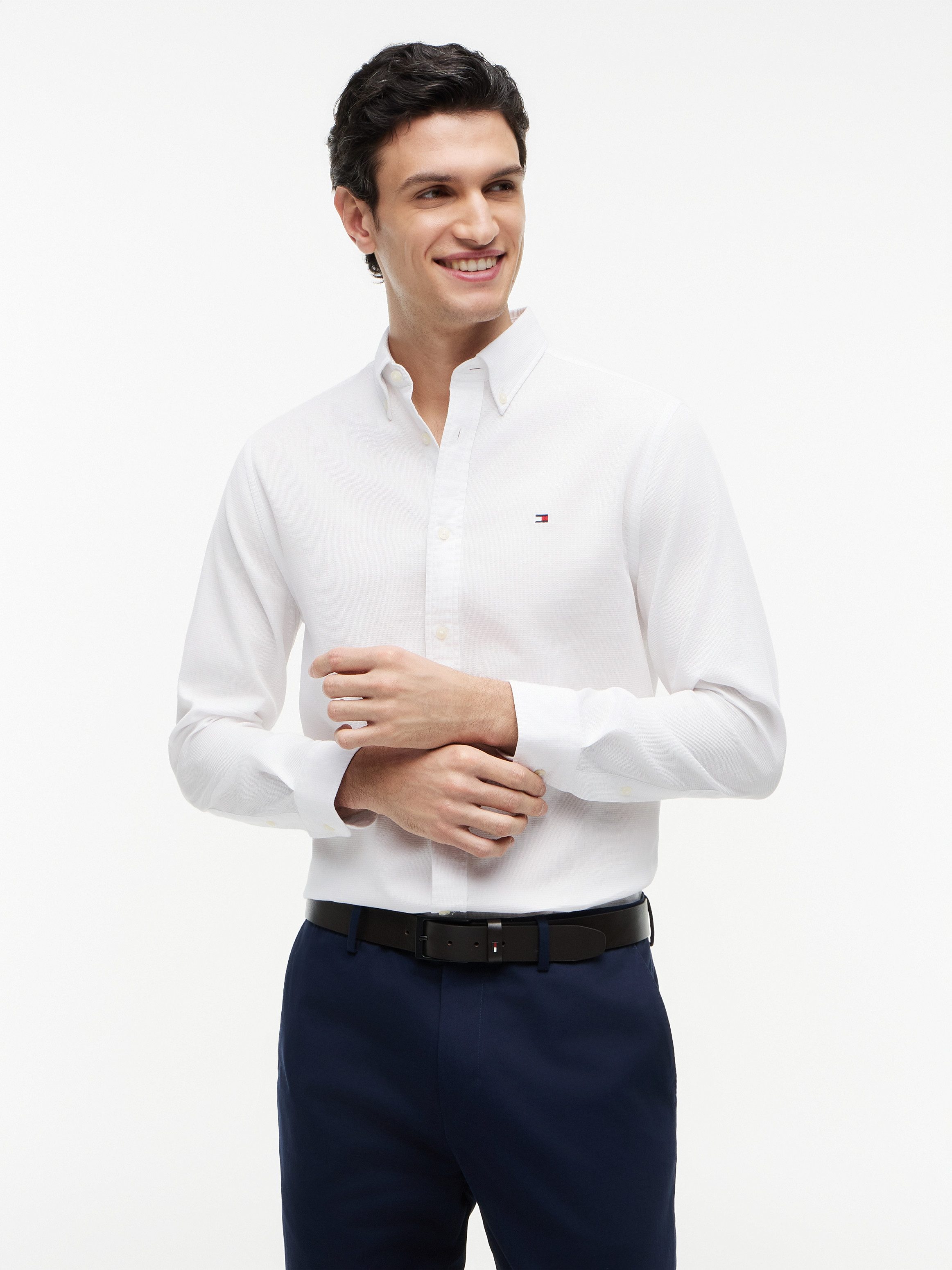 Tommy Hilfiger Langarmhemd FLEX POP MINI DOBBY RF SHIRT Regular Fit Dobby Structure