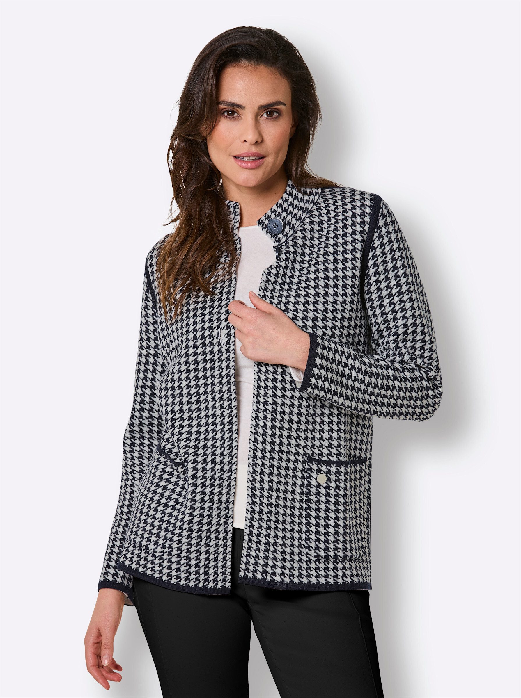 creation L Strickjacke Merino-Strickjacke Langarm Feinstrick, Jacquard