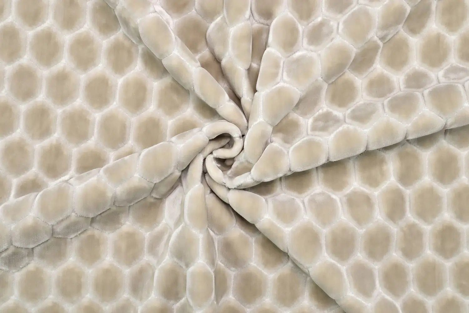 Stofferia Stoff Polsterstoff Samt Velour Hexagon Prism Ecru, Meterware