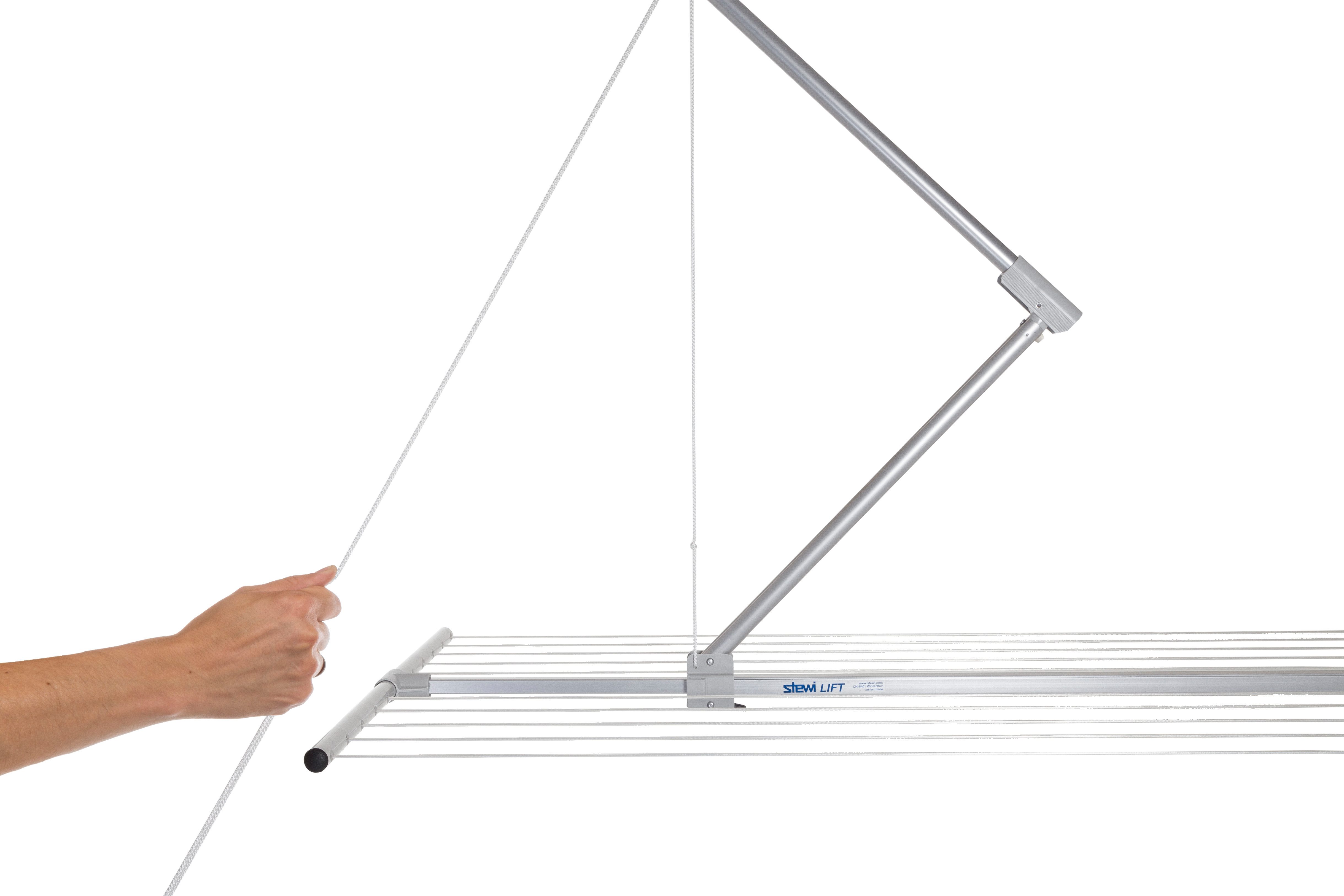 Stewi Wäscheständer Deckentrockner Lift 128-184cm x 70 cm, platzsparend, Aluminium/Kunststoff