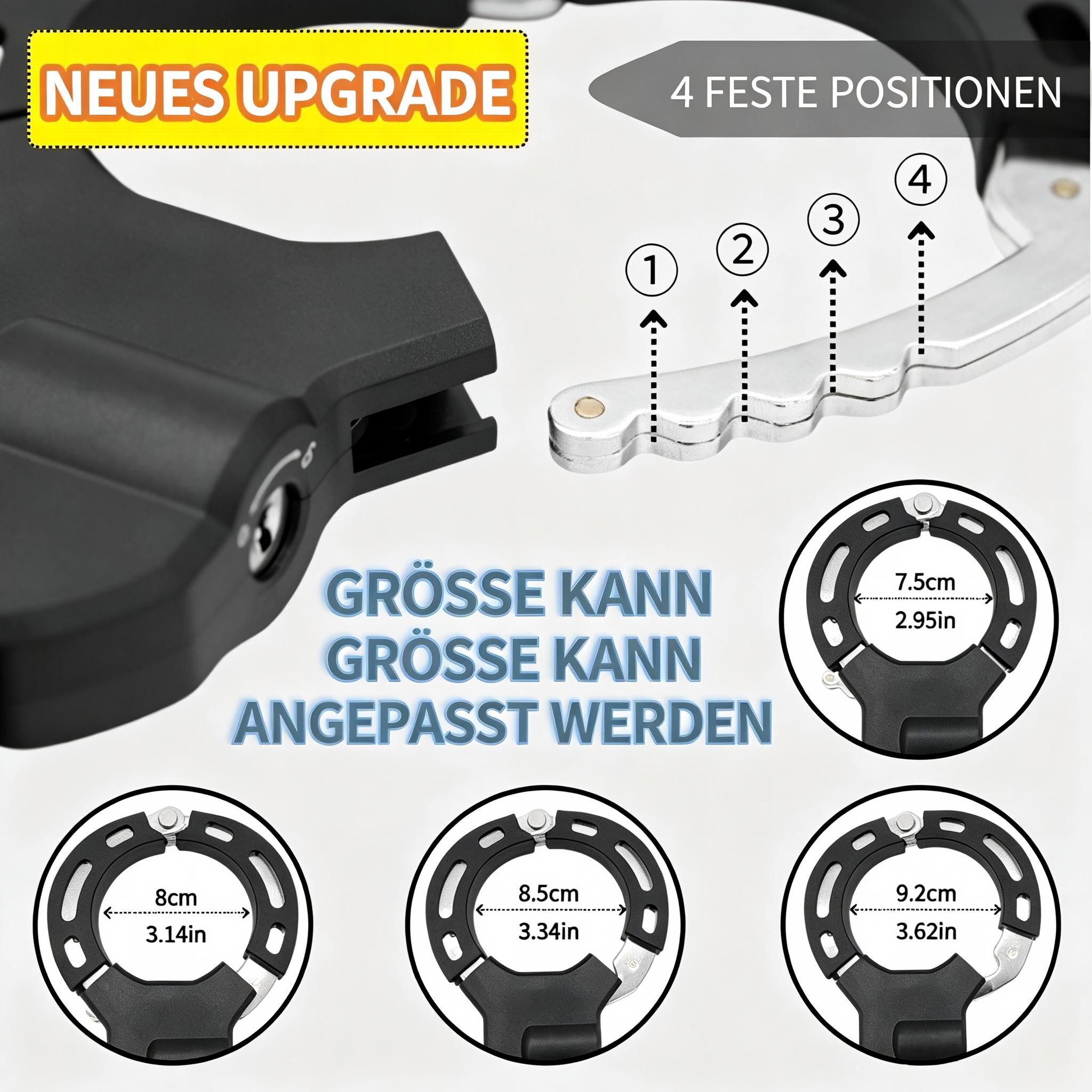 Kityhome Kettenschloss Premium-Design E-Scooter Fahrradschloss Handschellenschloss (Flexible Anpassung an verschiedene Arten von Einrichtungsgegenständen), rostfreie Stähle