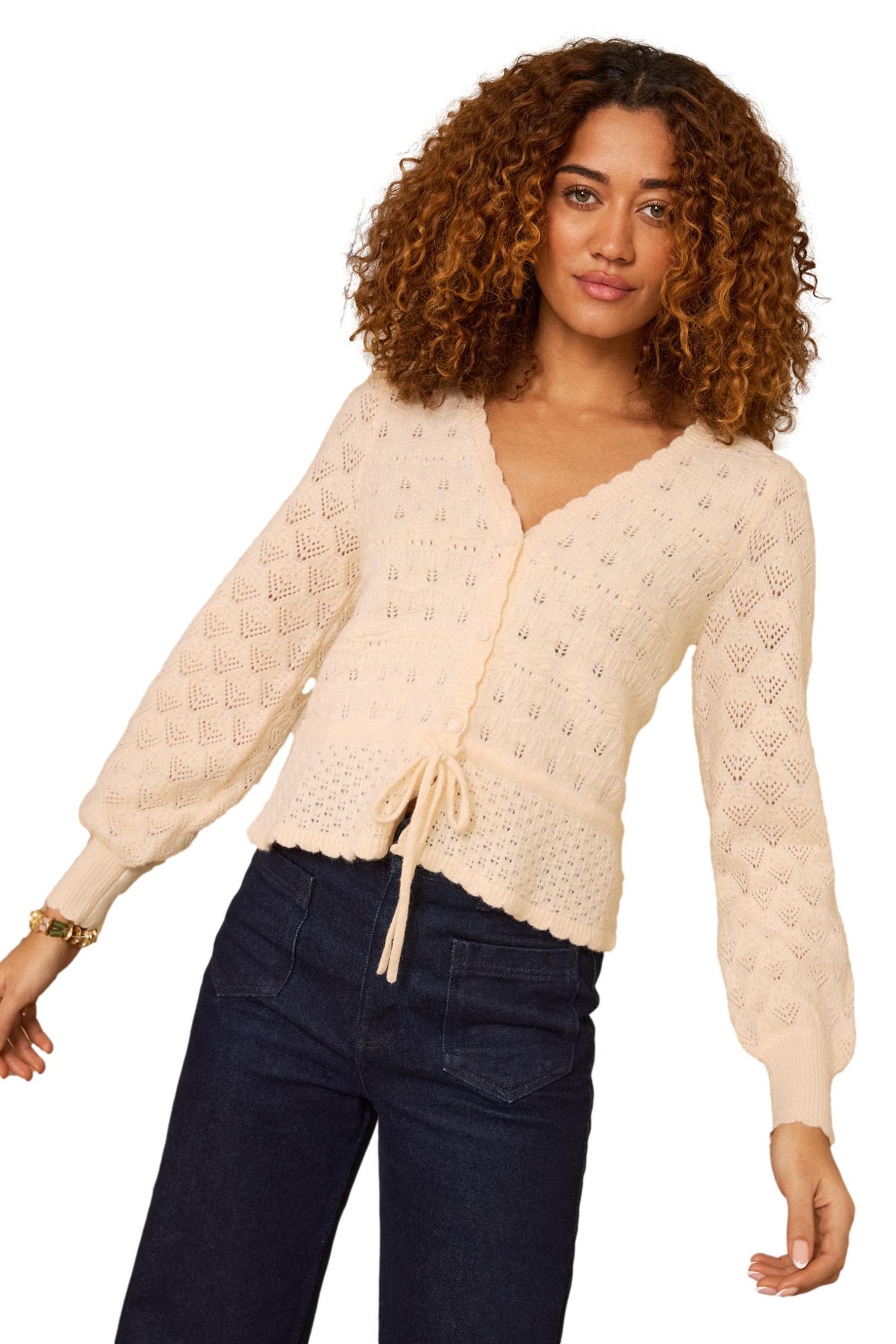 Strickjacke Love & Roses Pointelle-Strickjacke mit Schößchen