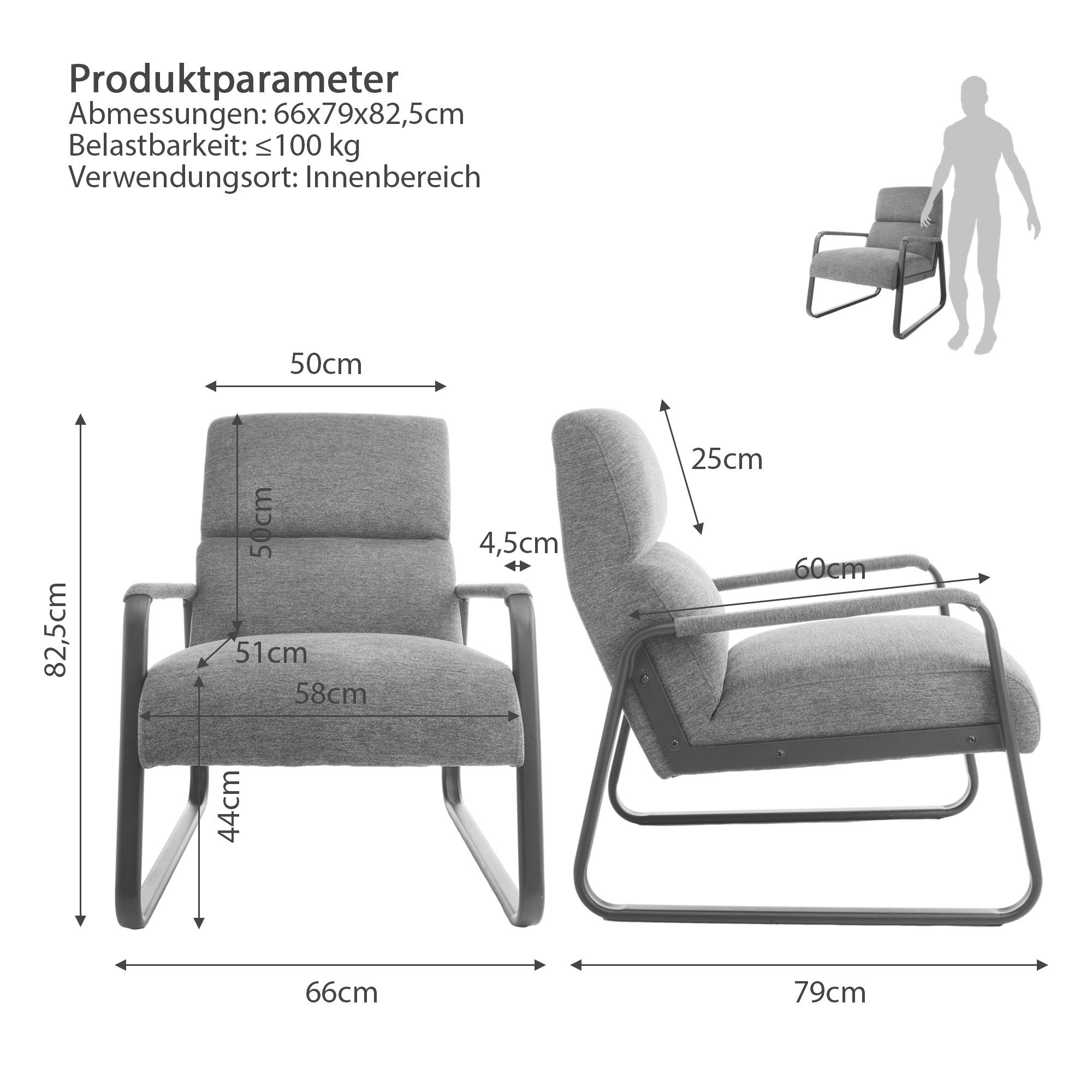 HomeGuru (1-St., Packung) moderner Hellbeige Fernsehsessel für Sessel, Lesesessel, Loungesessel Wohnzimmer, Relaxsessel