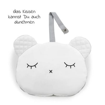 Hauck Hochstuhl Alpha Plus White - Newborn Set Powder Bunny, Holz Babystuhl ab Geburt inkl. Aufsatz für Neugeborene & Sitzauflage