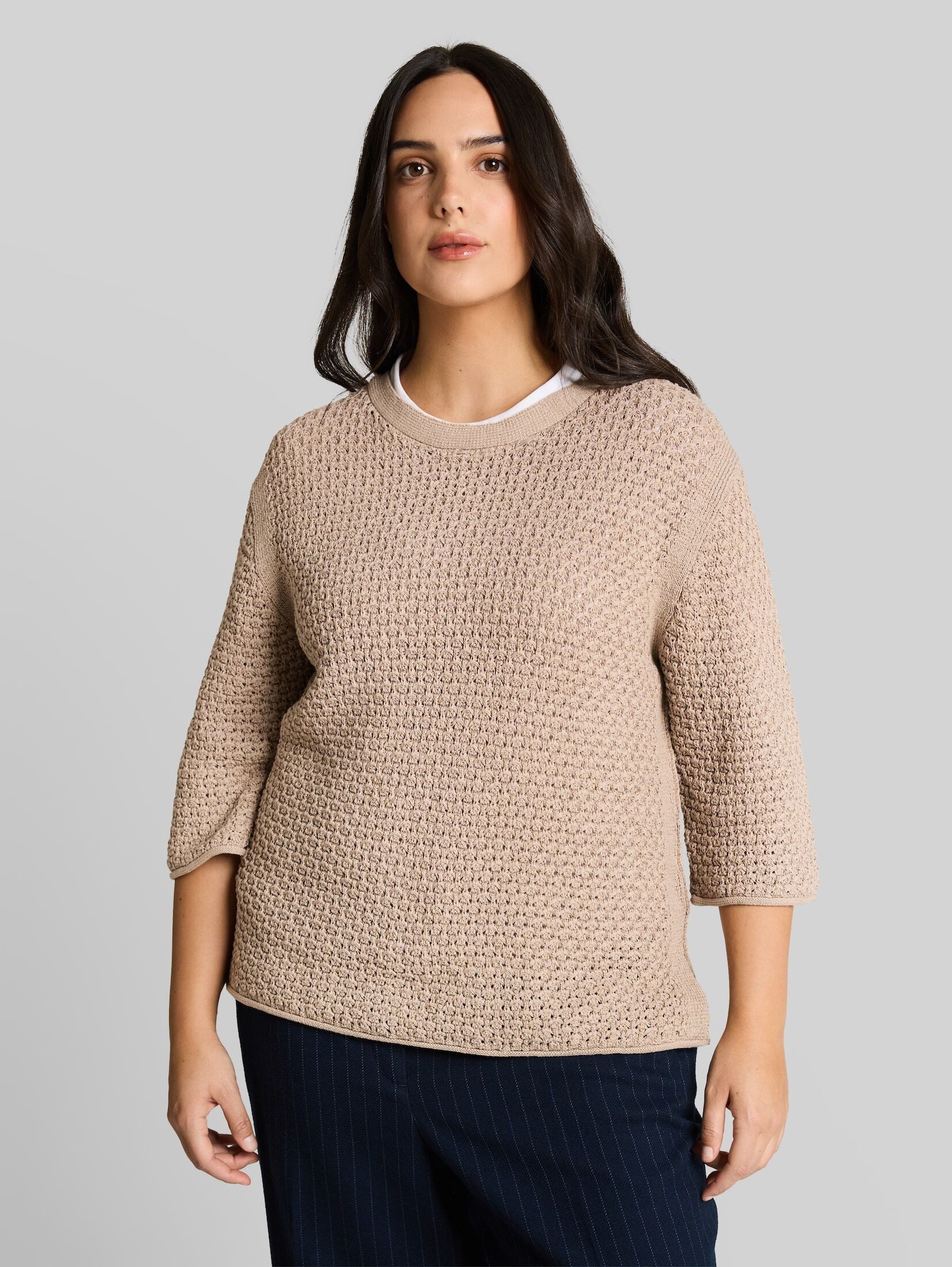 TOM TAILOR PLUS Strickpullover Pullover & Strickjacken Plus Size - Loose Fit Strickpullover mit Lochmuster