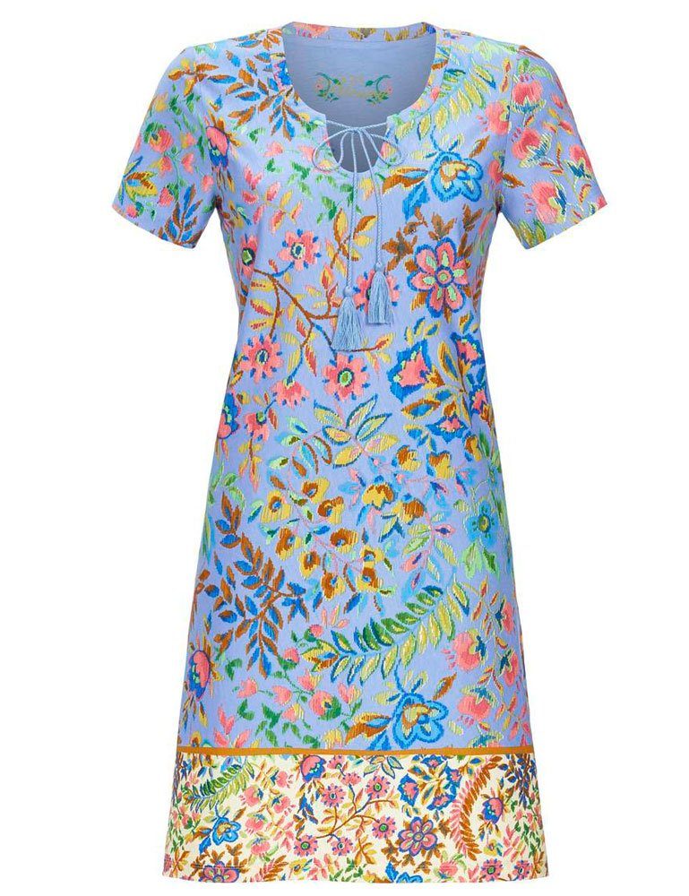 Nachthemd RINGELLA Bordüre 200 azur 3 Kleid Sommer 'Bloomy' Damen mit Ringella