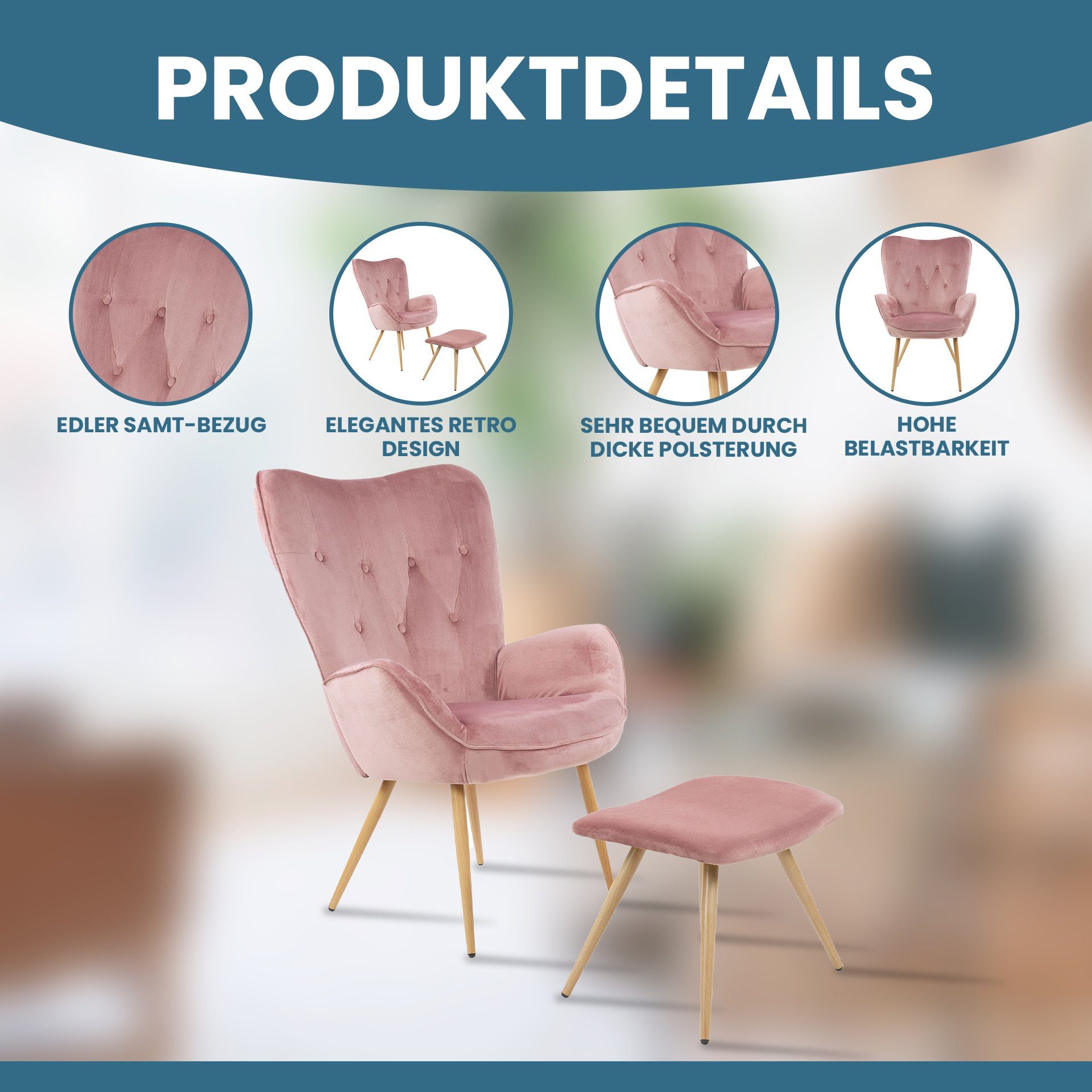 Albatros International Sessel Ohrensessel York rosa günstig online kaufen