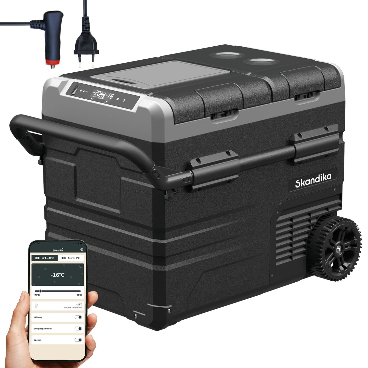 Elektrische Kühlbox Gefrierbox Routa, Kompressor Autokühlschrank, Camping, 2 Zonen