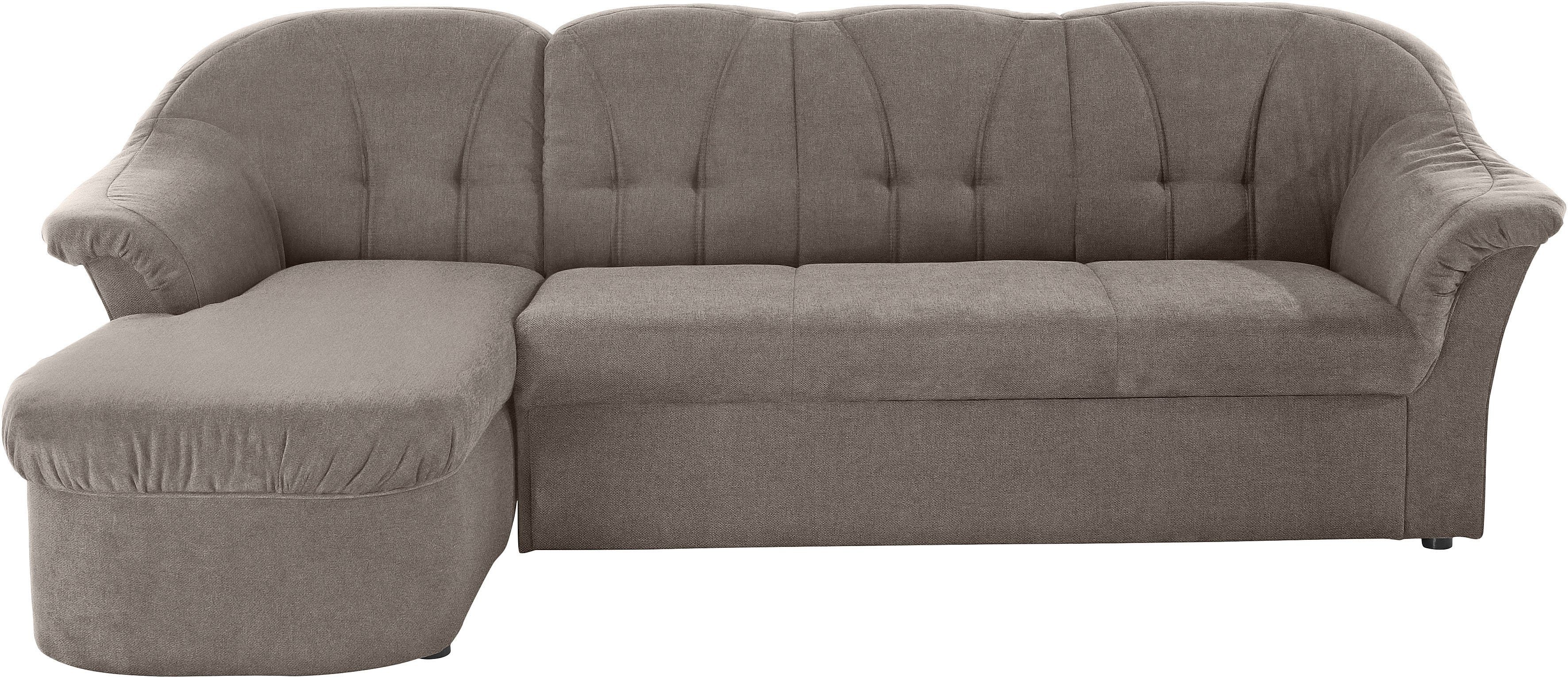DOMO collection Ecksofa Pegnitz, elegante Rückensteppung, komfortabel, Breite 238cm, L-Form, wahlweise mit Bettfunktion