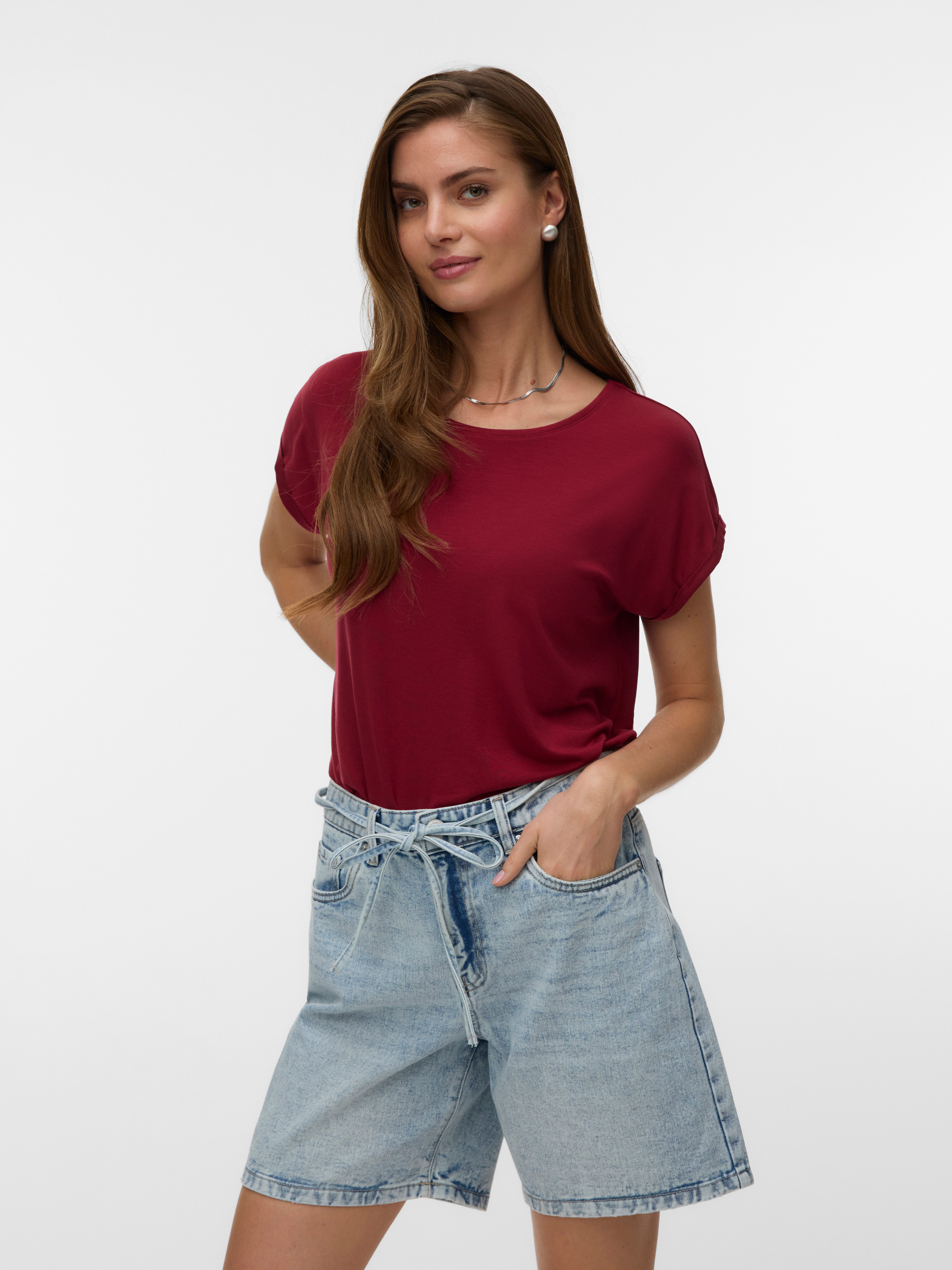 Vero Moda T-Shirt VMAVA PLAIN SS TOP JRS NOOS Materialmix, regular fit