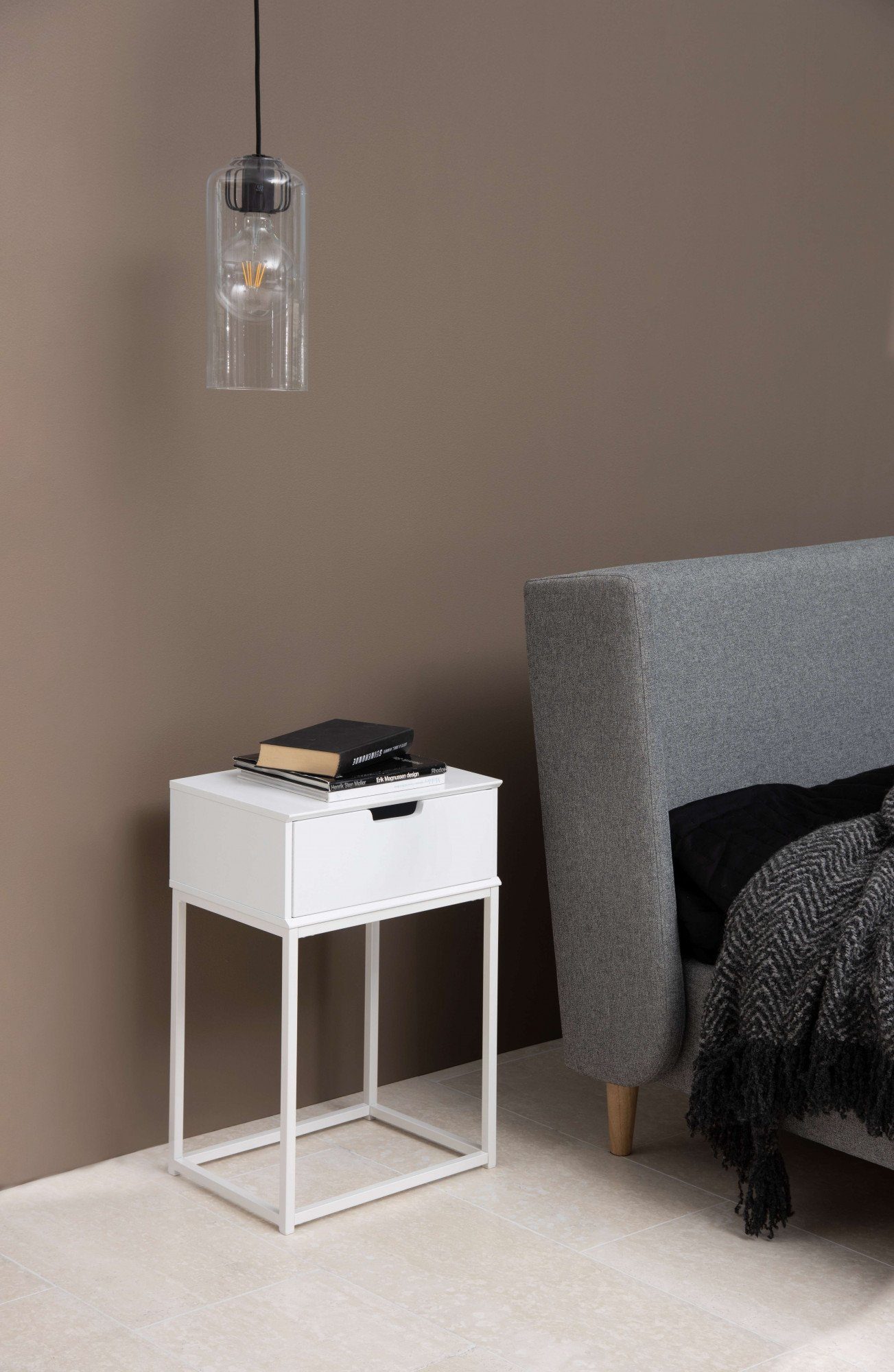 ACTONA GROUP Nachttisch Mitra, Nachttisch, Nachtschrank mit 1 Schublade, Weiss oder Schwarz