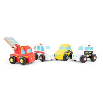 New Classic Toys® Spielzeug-Krankenwagen Minifahrzeuge mit 4 Fahrzeugen Polizei Feuerwehr Krankenwagen Taxi
