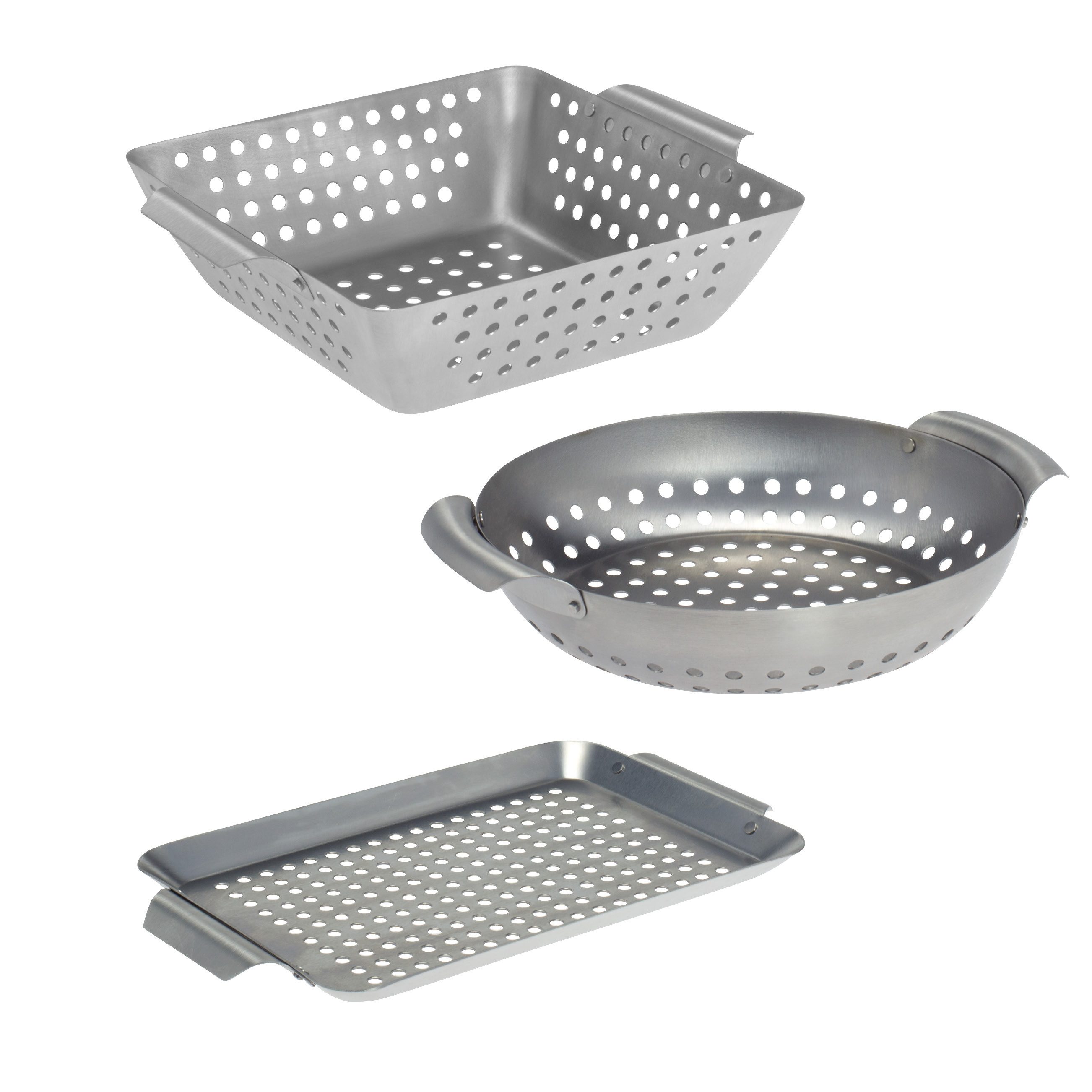 bremermann Grillplatte Grillkörbe 3er Set Edelstahl Grillpfanne Grillplatte Grillkorb (3-St)