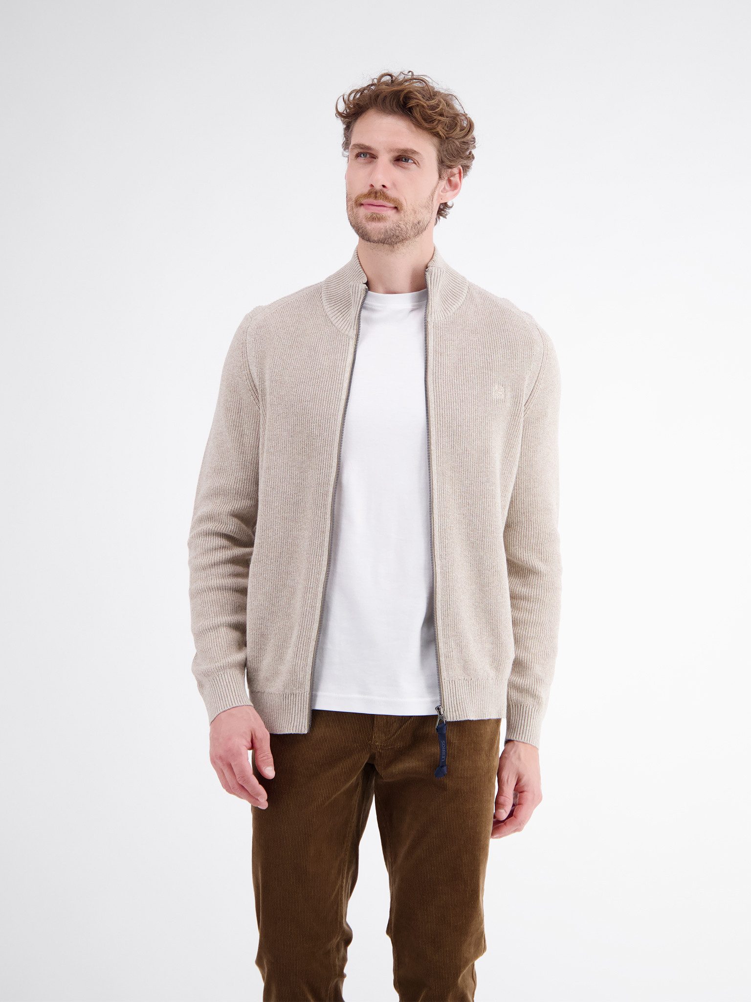 LERROS Strickjacke mit Reißverschluss und Stehkragen