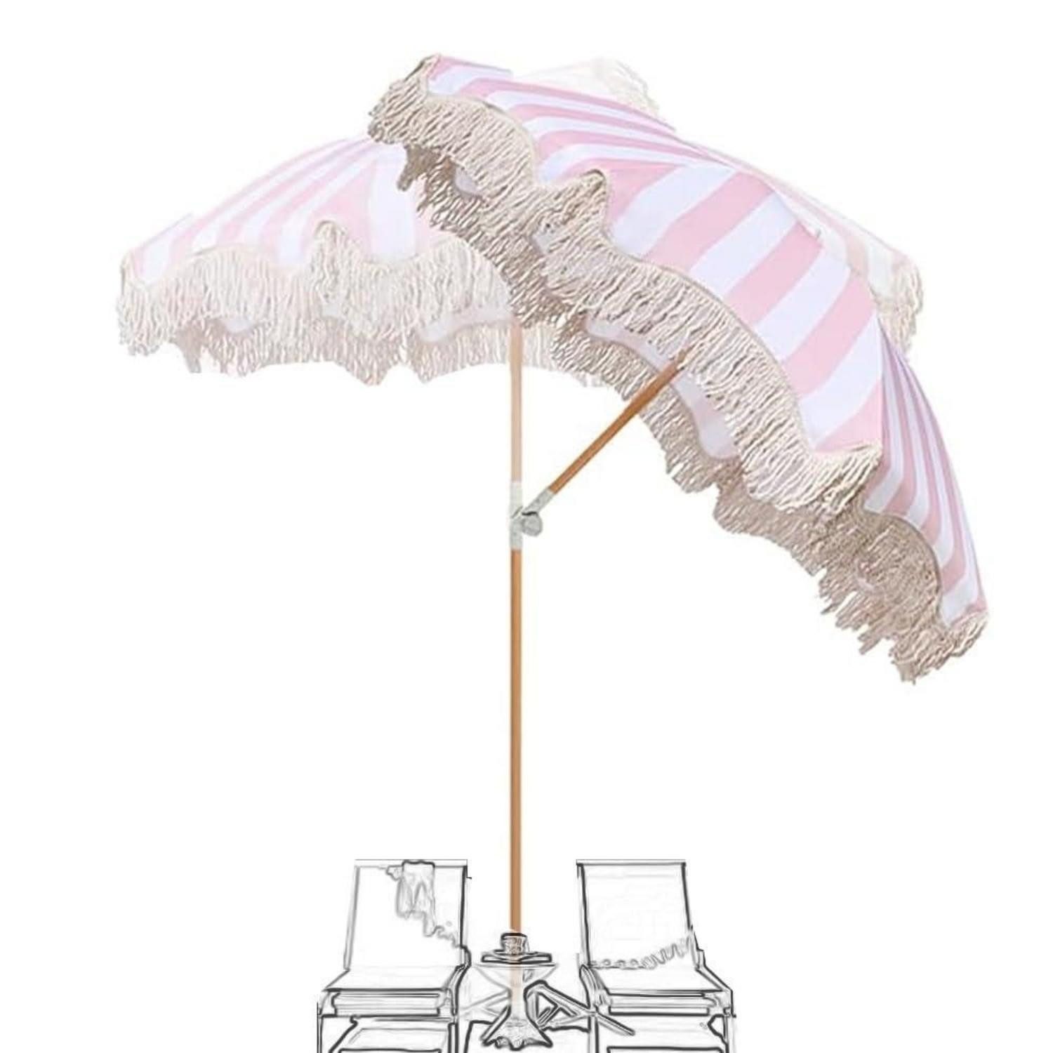 LuxusKollektion Sonnenschirm Sonnenschirm 200cm Rosaw/weiss gestreift neigbar