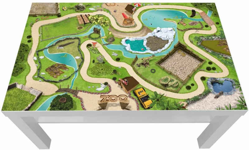 STIKKIPIX Möbelfolie LCK04, (MÖBEL NICHT INKLUSIVE) Tierpark/Zoo Möbelfolie/Aufkleber - passgenau für den Lack Couchtisch (90 x 55 cm) von IKEA - In wenigen Minuten zum einzigartigen Spieltisch für Kinder!