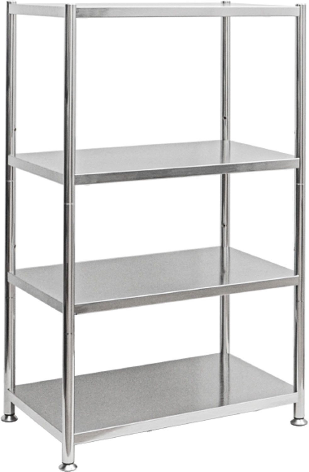 shelfr Regal mit 4 Ablagen - 73x40x108 Edelstahlregal - Schwerlastregal bis 160 kg, Indoor & Outdoor: Ideal für Küche, Bad, Balkon oder Garten