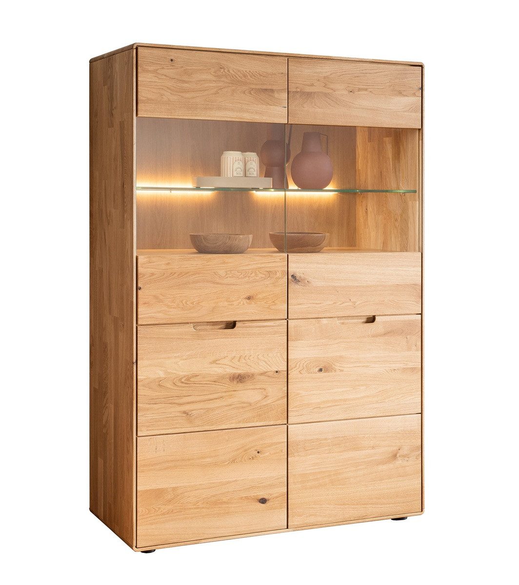 Main Möbel Highboard Highboard 100x145cm "Kent" Wildeiche massiv
