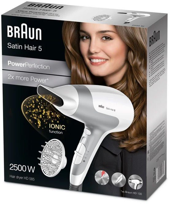 Braun Ionic-Haartrockner Power 2500 Hair Leistungsstarke 2500W W, Braun Perfection, 5 Satin