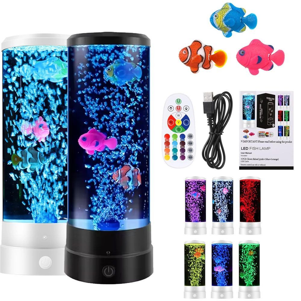 LED Tischleuchte LED Dekolicht Jellyfish Lampe Aquarium 3 schwimmende Fisch Farbwechsel