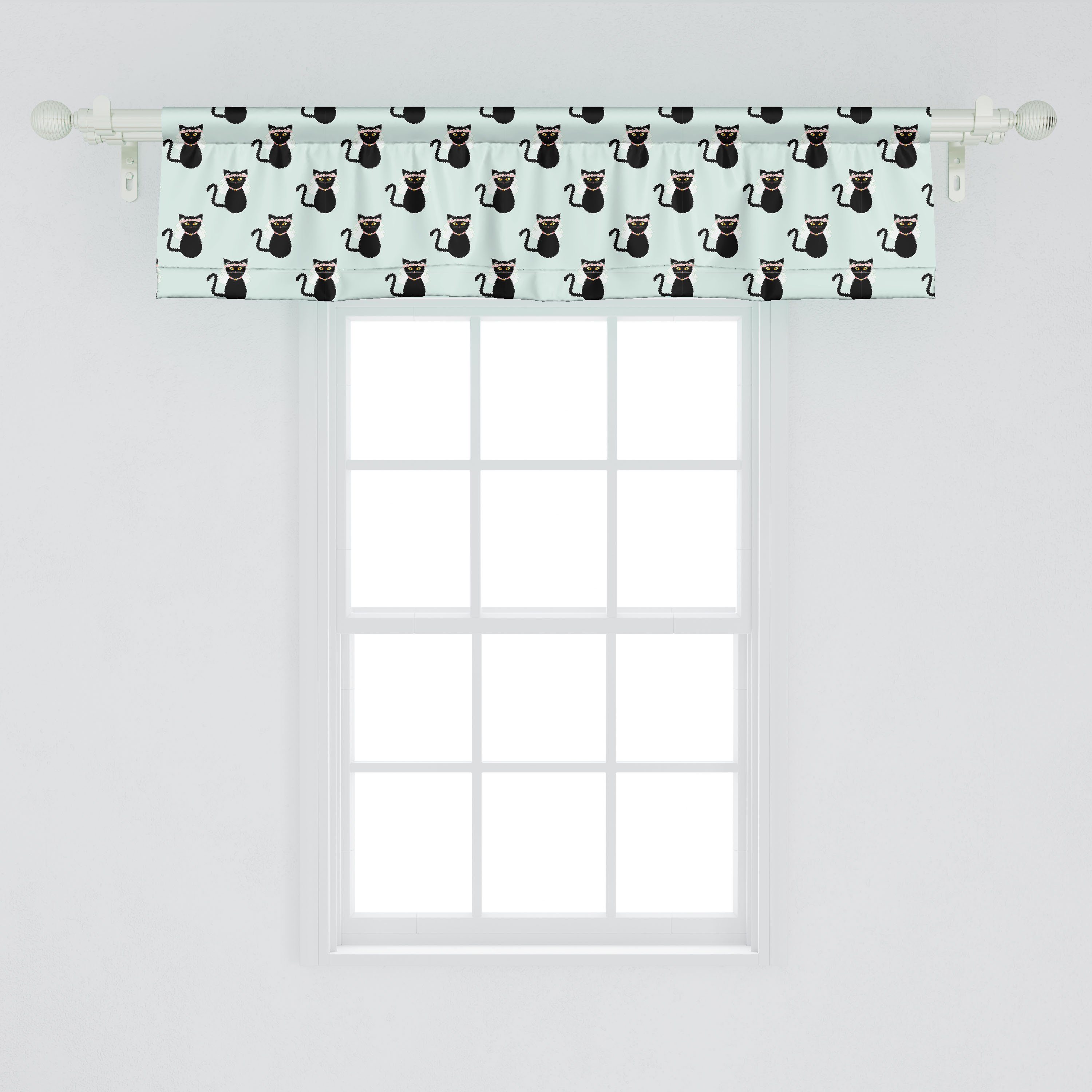 Microfaser, Vorhang für Lustige Abakuhaus, Katze Schlafzimmer Küche mit Wiederholung Scheibengardine Braut Dekor Kitten Volant Stangentasche,