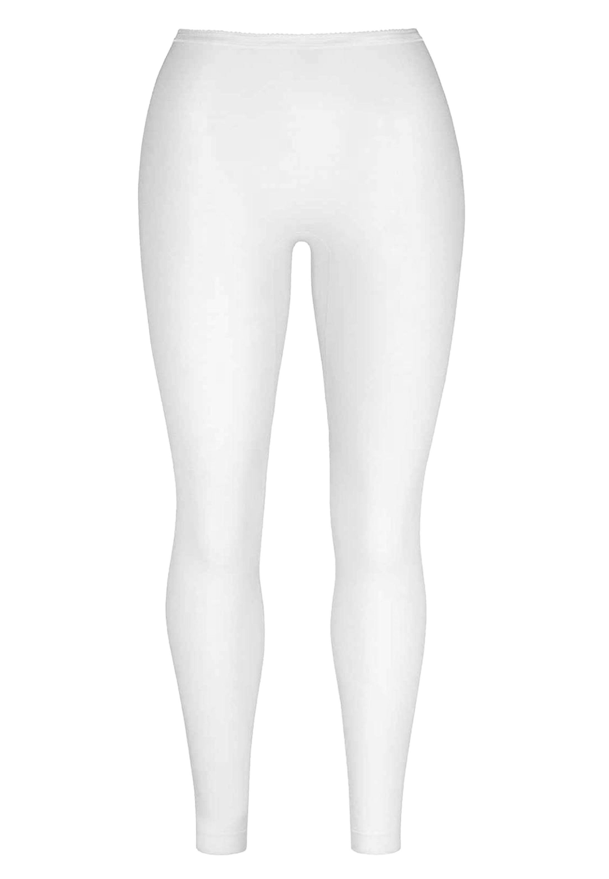 - Weiß Noblesse Baumwolle Sporthose - auf der Mey Schrittinnenseite (1-tlg) Baumwolleinsatz Leggings